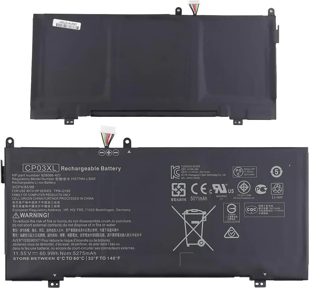 Alt view image 3 of 6 - Duotipa New CP03XL Laptop Battery Compatible with HP Spectre x360 13-ae000 13-ae001ng 13-ae047ng