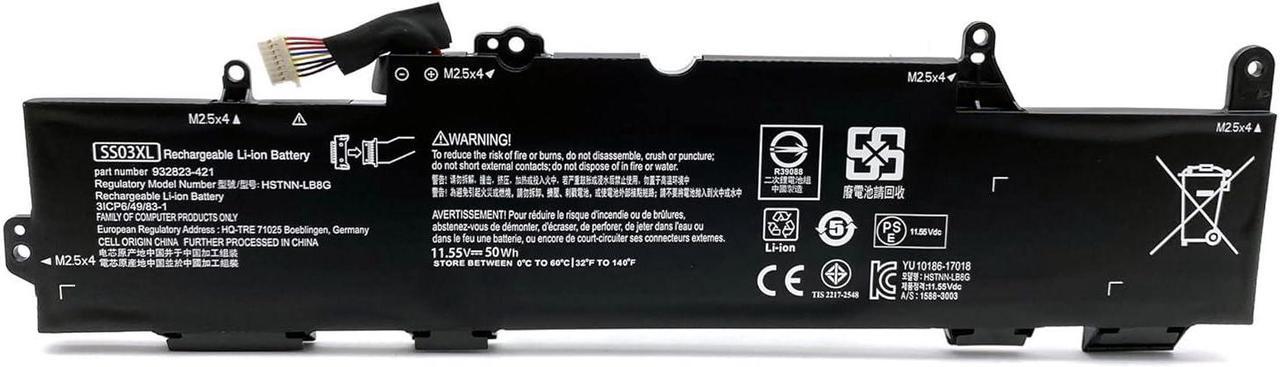 Alt view image 2 of 7 - HCSK SS03XL New Laptop Battery for Hp EliteBook 730 735 740 745 755 830 840 846 G5 745 840 G6 ZBOOK 14U G5 G6 Series HSN-I12C HSN-I13C-4 HSTNN-LB8G 932823-421 933321-855 HSTNN-IB8C 11.55V50Wh, LK03XL