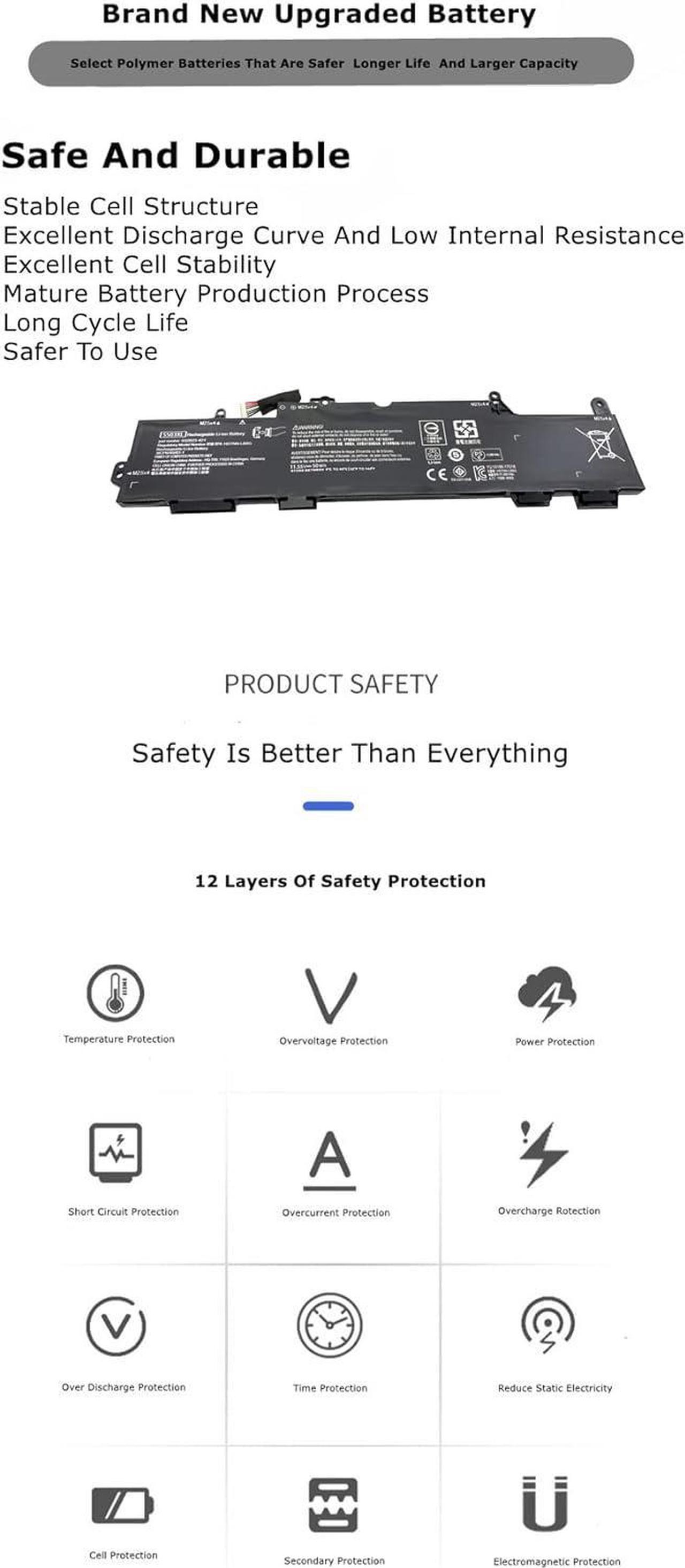 Alt view image 5 of 7 - HCSK SS03XL New Laptop Battery for Hp EliteBook 730 735 740 745 755 830 840 846 G5 745 840 G6 ZBOOK 14U G5 G6 Series HSN-I12C HSN-I13C-4 HSTNN-LB8G 932823-421 933321-855 HSTNN-IB8C 11.55V50Wh, LK03XL