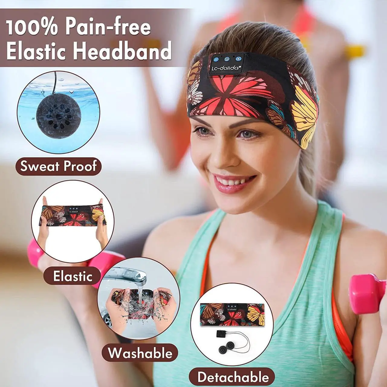 Alt view image 2 of 7 - Bluetooth Headband Headphones Wireless Sleep Headphones, Music Sports Headband for Sleeping, Jogging, Workout, Yoga, Sleeping Headphones