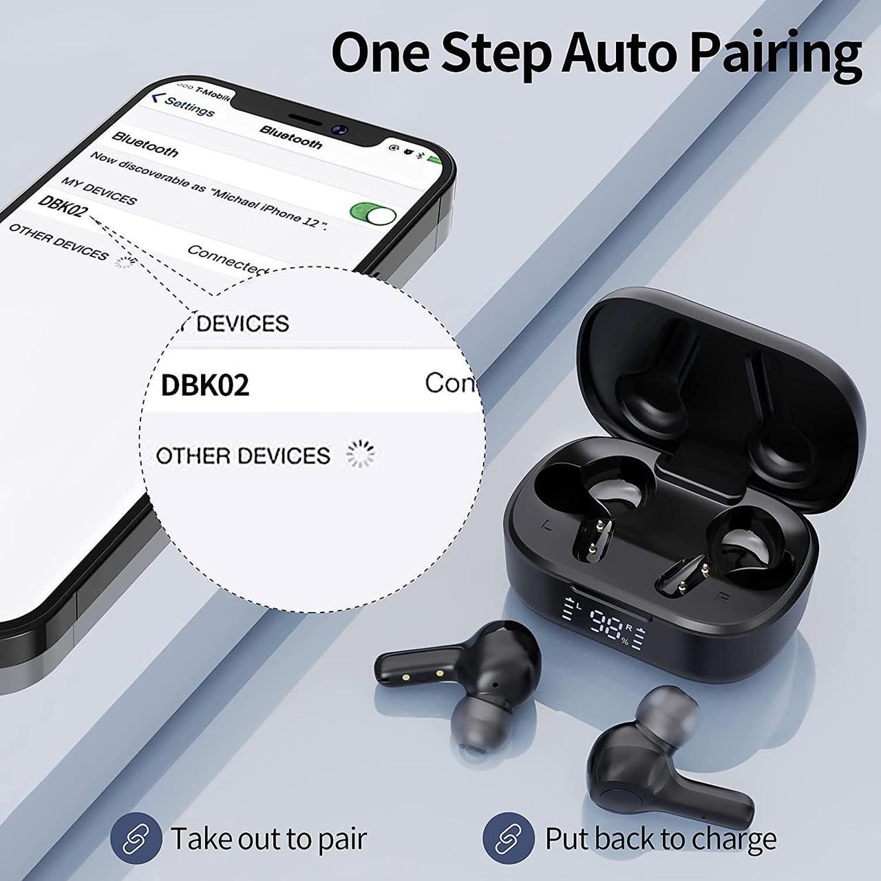 Alt view image 4 of 6 - MOZOTER Bluetooth 5.3 Wireless Earbuds,Deep Bass Loud Sound Clear Call Noise Cancelling with 4 Microphones in-Ear Headphones with Wireless Charging Case Compatible for iPhone Android,Workout