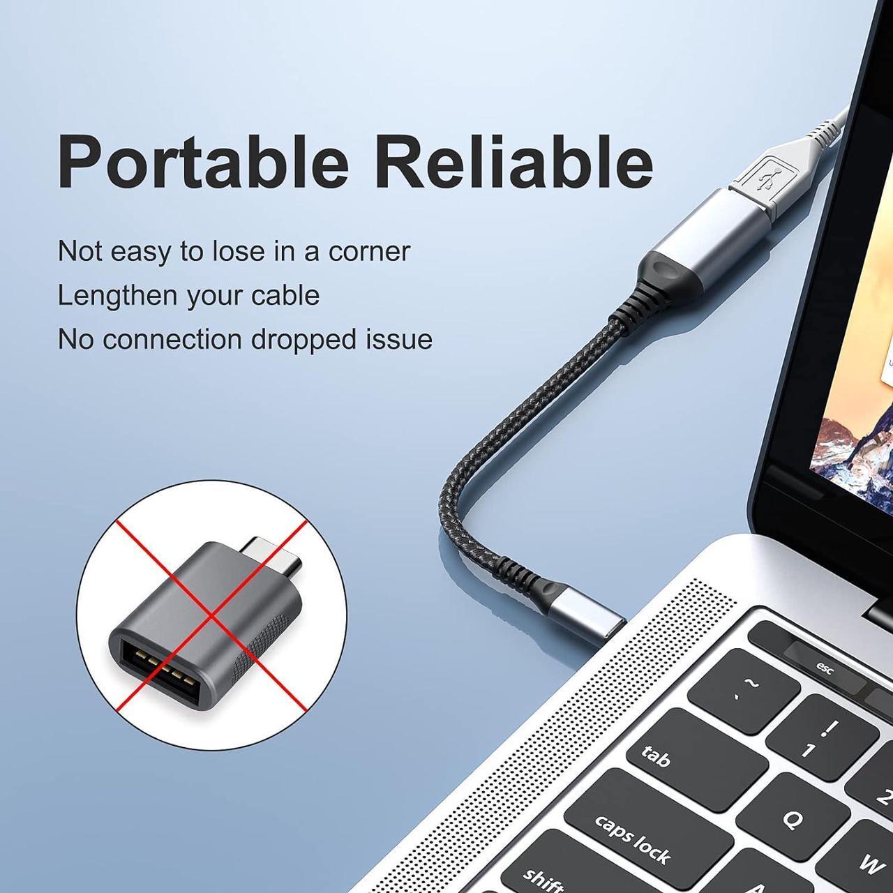 Alt view image 4 of 7 - USB C to USB Adapter USB C Male to USB3.0 Female Cable Type c to USB Suitable for Cellphone Charging or OTG PC and Laptop 3.9 inch Sliver 2-PCS