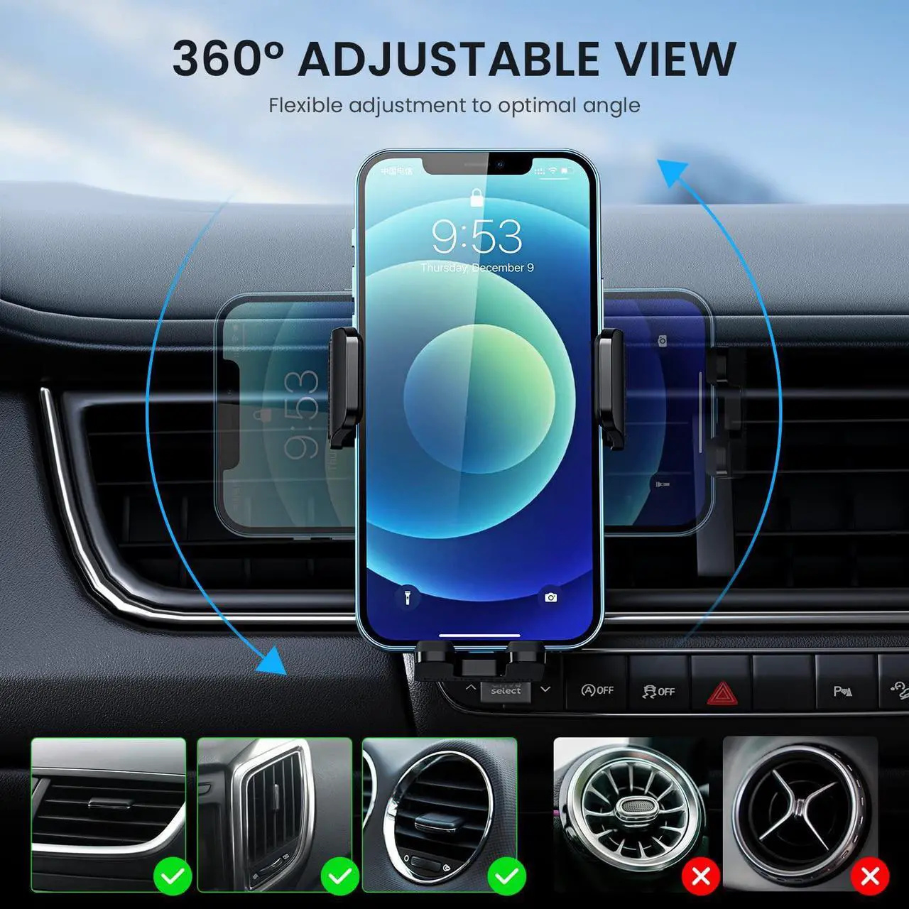 Alt view image 6 of 7 - Phone Mount for Car Vent [Upgraded Metal Clip] Cell Phone Holder Car Hands Free Cradle in Vehicle Car Phone Holder Mount for Smartphone iPhone Cell Phone Automobile Cradles Universal