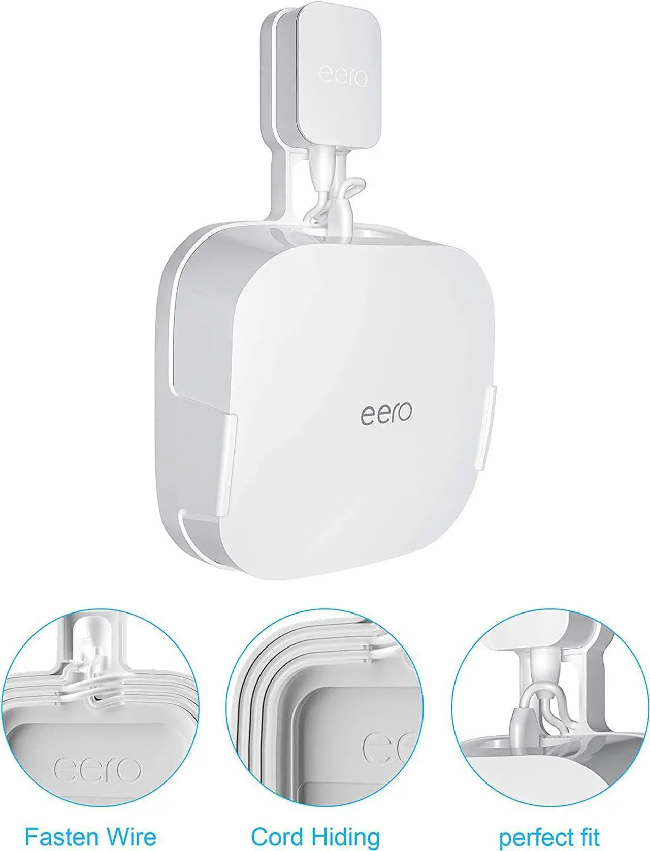 Alt view image 5 of 7 - COOLWUFAN Wall Mount Holder for eero Pro 6 or eero Pro 6E Home WiFi System-Simple and Sturdy Stand Bracket for eero Pro 6E & Pro 6 tri-Band mesh Wi-Fi 6 System (White(3 Pack))