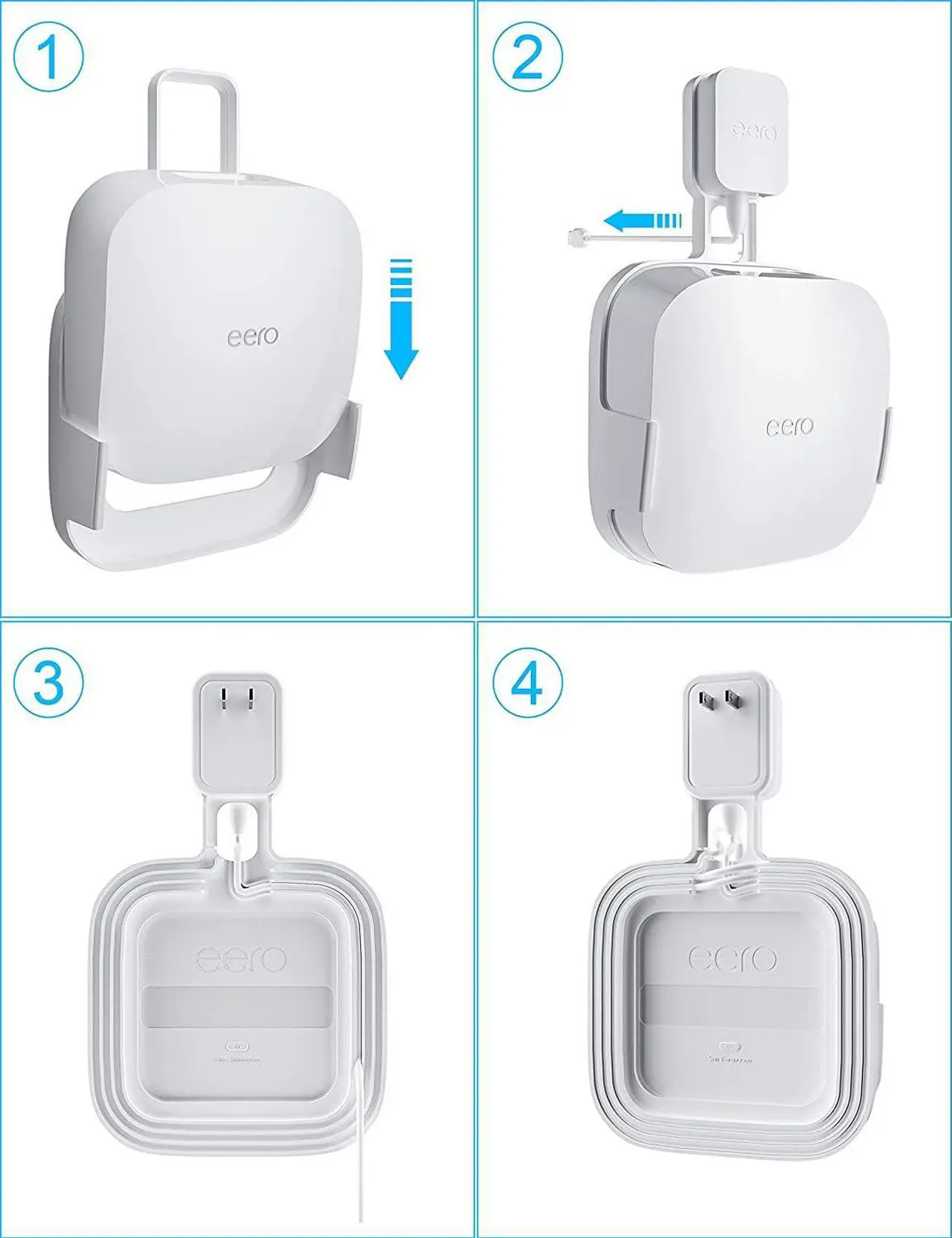 Alt view image 7 of 7 - COOLWUFAN Wall Mount Holder for eero Pro 6 or eero Pro 6E Home WiFi System-Simple and Sturdy Stand Bracket for eero Pro 6E & Pro 6 tri-Band mesh Wi-Fi 6 System (White(3 Pack))
