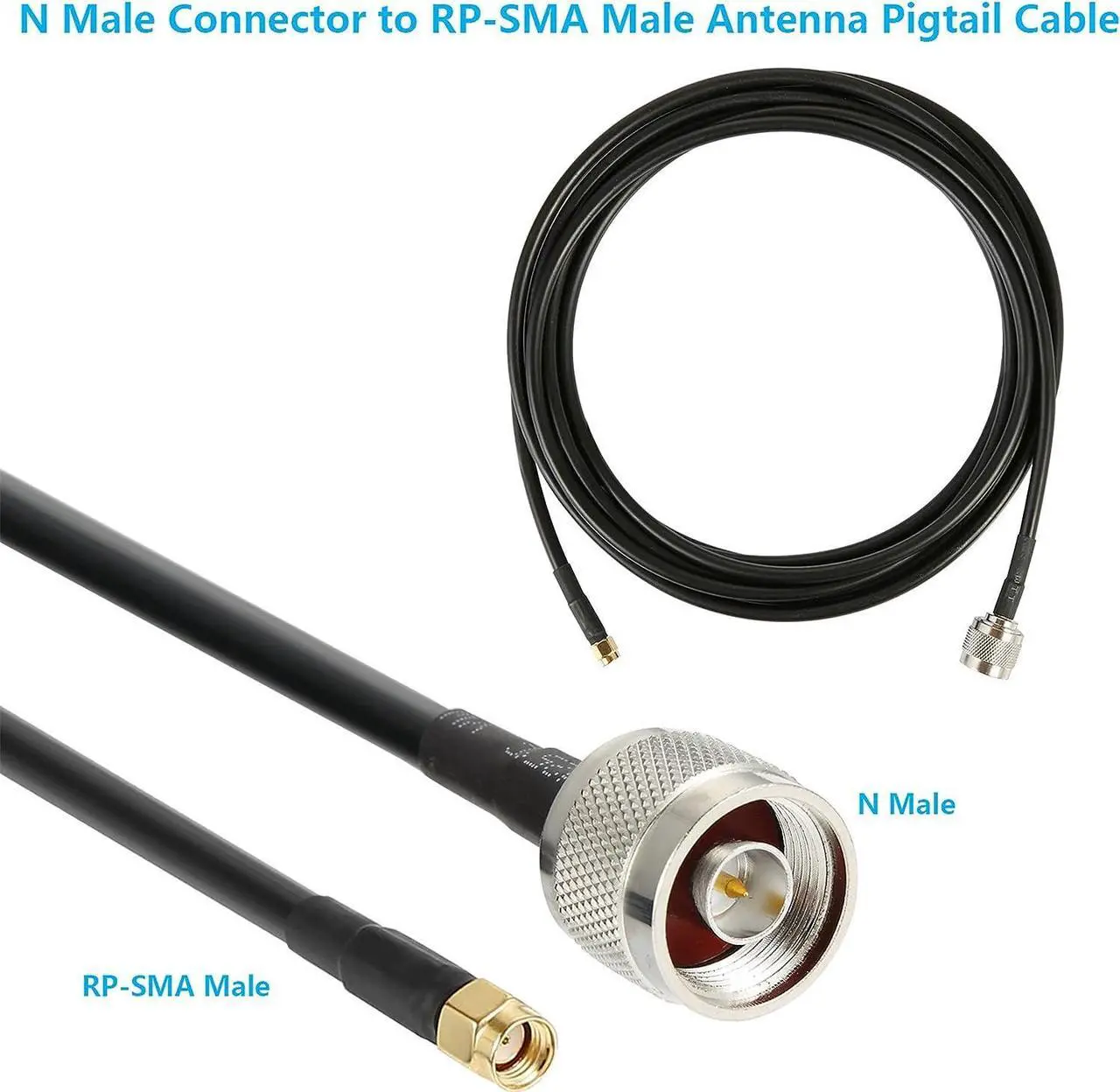 Alt view image 3 of 7 - WIZACE 25 ft N Male to RP-SMA Male S-LMR240 Extension Cable (50 Ohm), Pure Copper Low-Loss Coax Jumper for Hotspot Miner,GPS,RF Radio,WiFi,Yagi Antenna,Router,Amplifier to Antenna Surge Arrester