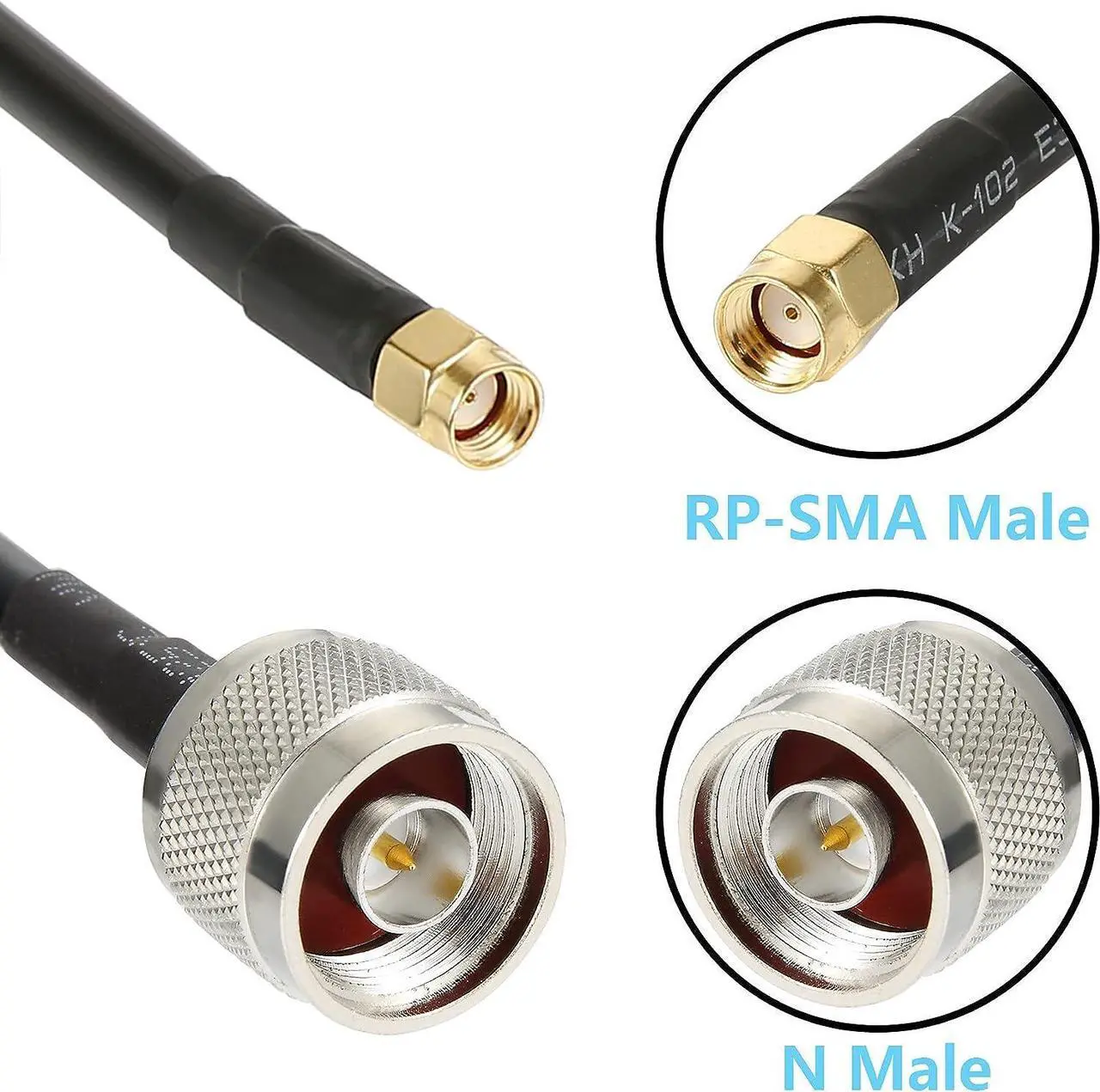 Alt view image 4 of 7 - WIZACE 25 ft N Male to RP-SMA Male S-LMR240 Extension Cable (50 Ohm), Pure Copper Low-Loss Coax Jumper for Hotspot Miner,GPS,RF Radio,WiFi,Yagi Antenna,Router,Amplifier to Antenna Surge Arrester