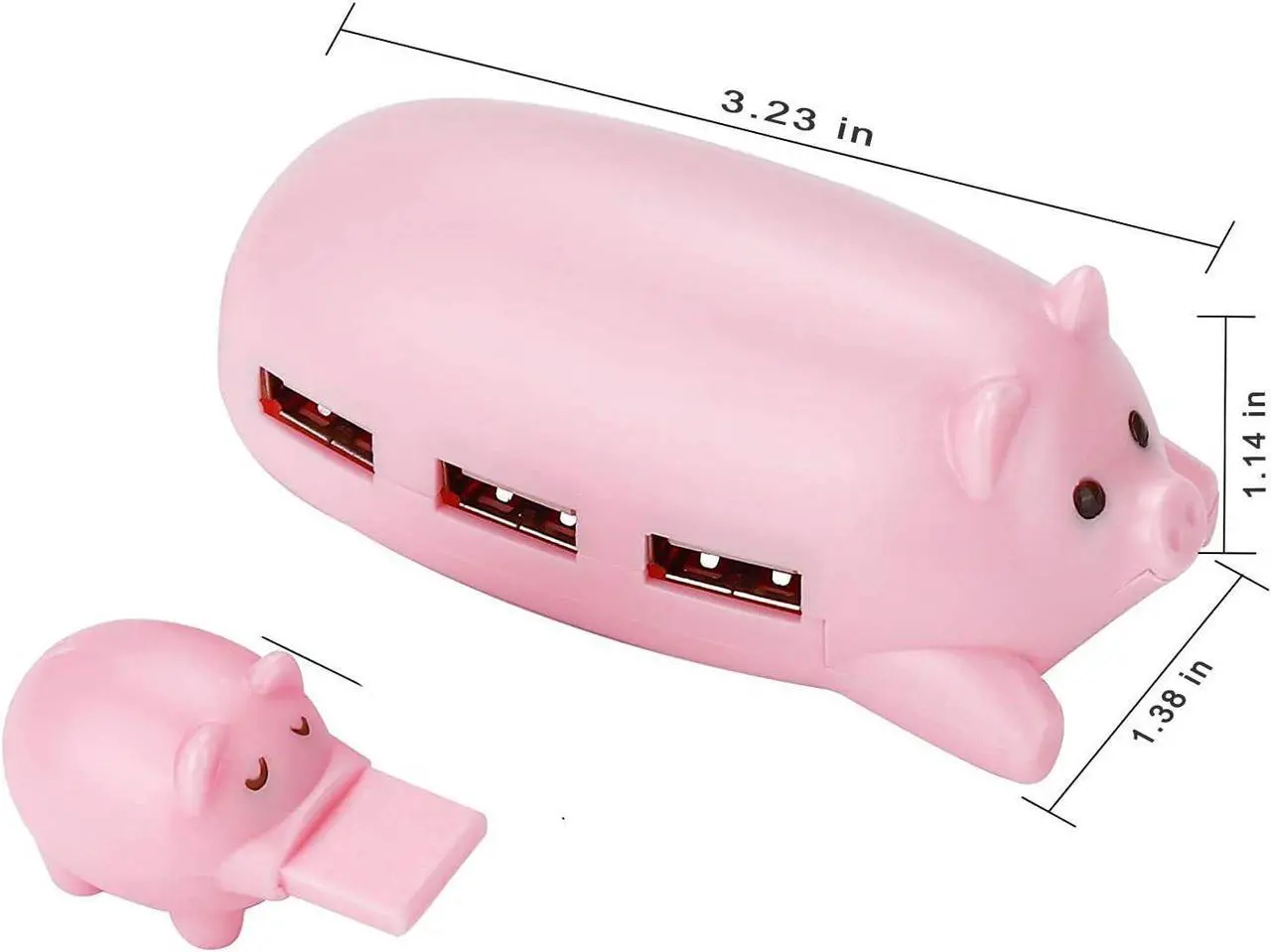 Alt view image 6 of 7 - Cute USB Hub, JoyReken Pink Mom Pig USB Hub with 3 Piglet Decoration Lids, Great Gifts for Pig Lovers Cute Pig Stuff Pig Decorations Animal Hub Pink Computer Accessories