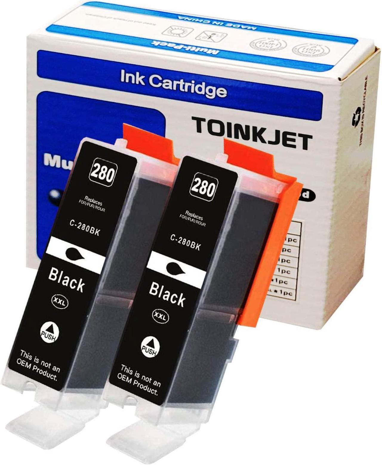 TOINKJET 2-Pack Compatible Replacement for Canon PGI-280XXL PGI280 XXL 280 XXL Black Ink Cartridge for PIXMA TS6120 TS6220 TS6320 TS702 TS9520 TS9521C TR7520 TR8520 TR8620