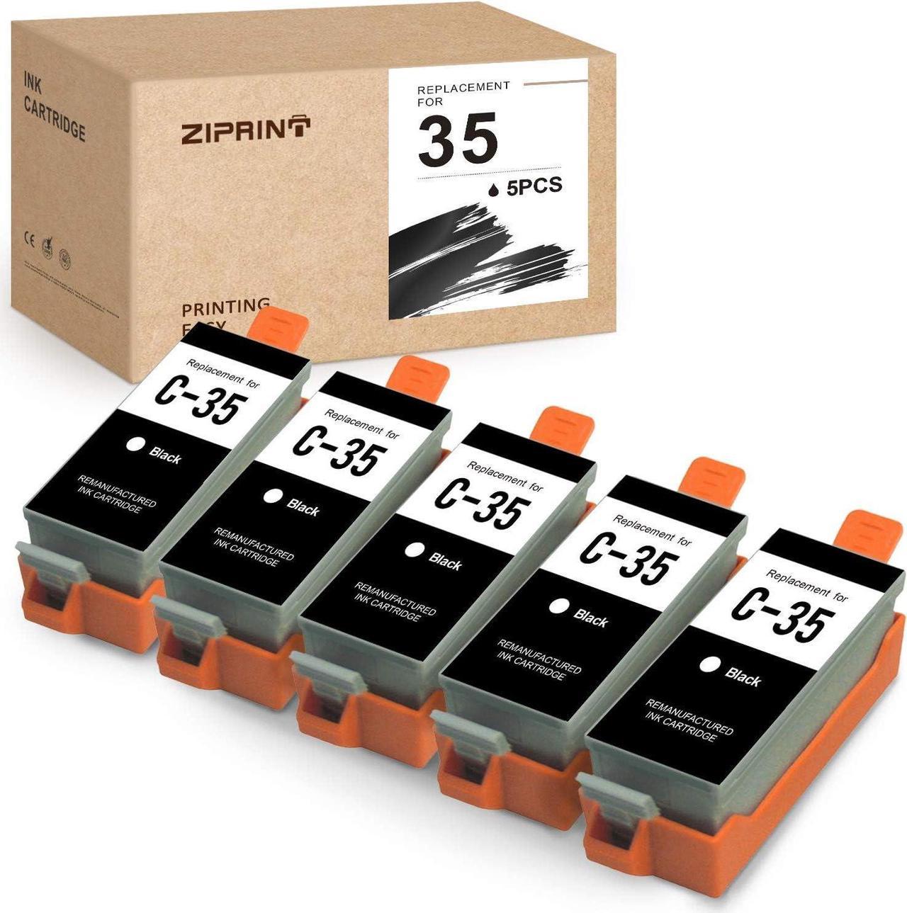 ZIPRINT Compatible Ink Cartridge Replacement for Canon 35 PGI-35 PGI35 use for Canon Pixma iP110 iP100 Printer (Black,5-Pack)