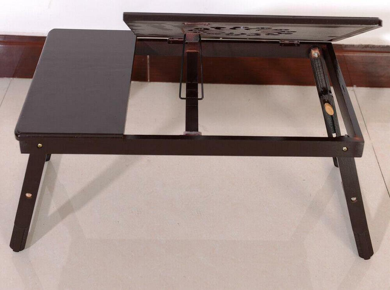 Alt view image 2 of 6 - Natural Laptop Table Overbed Desk Tabletop Food Tray Hospital PC Over Bed Stand