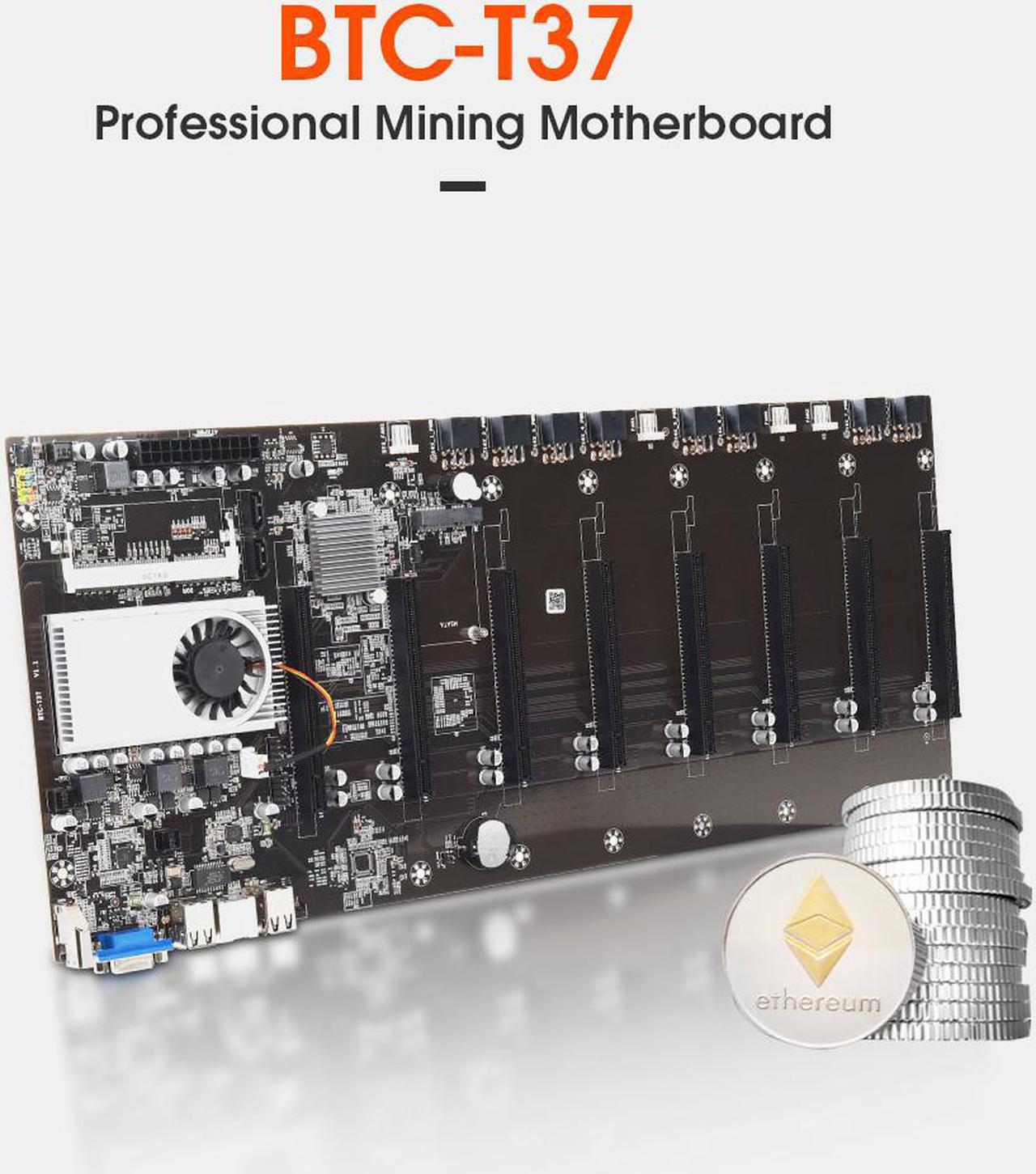 BTC-T37 Miner Motherboard CPU Set 8 Video Card Slot DDR3 Memory Integrated VGA Low Power Consumption Exquisite Better than x99