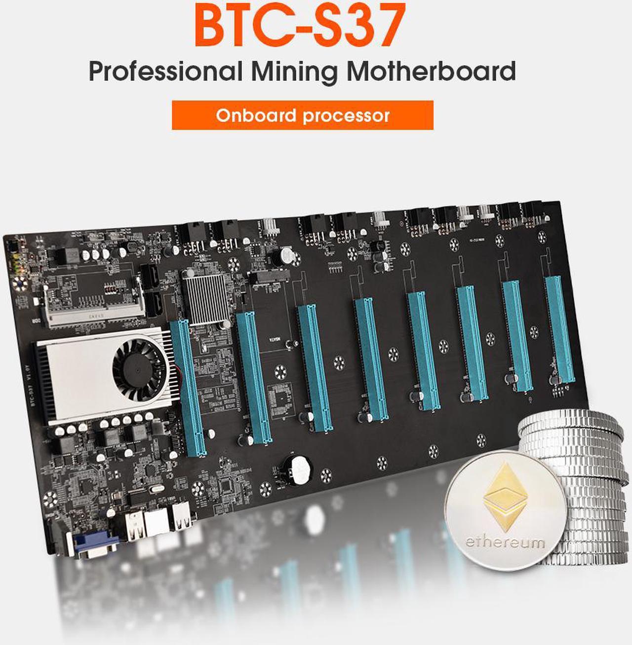 BTC-S37 Miner Motherboard CPU Set 8 Video Card Slot DDR3 Memory Integrated VGA Low Power Consumption Exquisite Better than x99