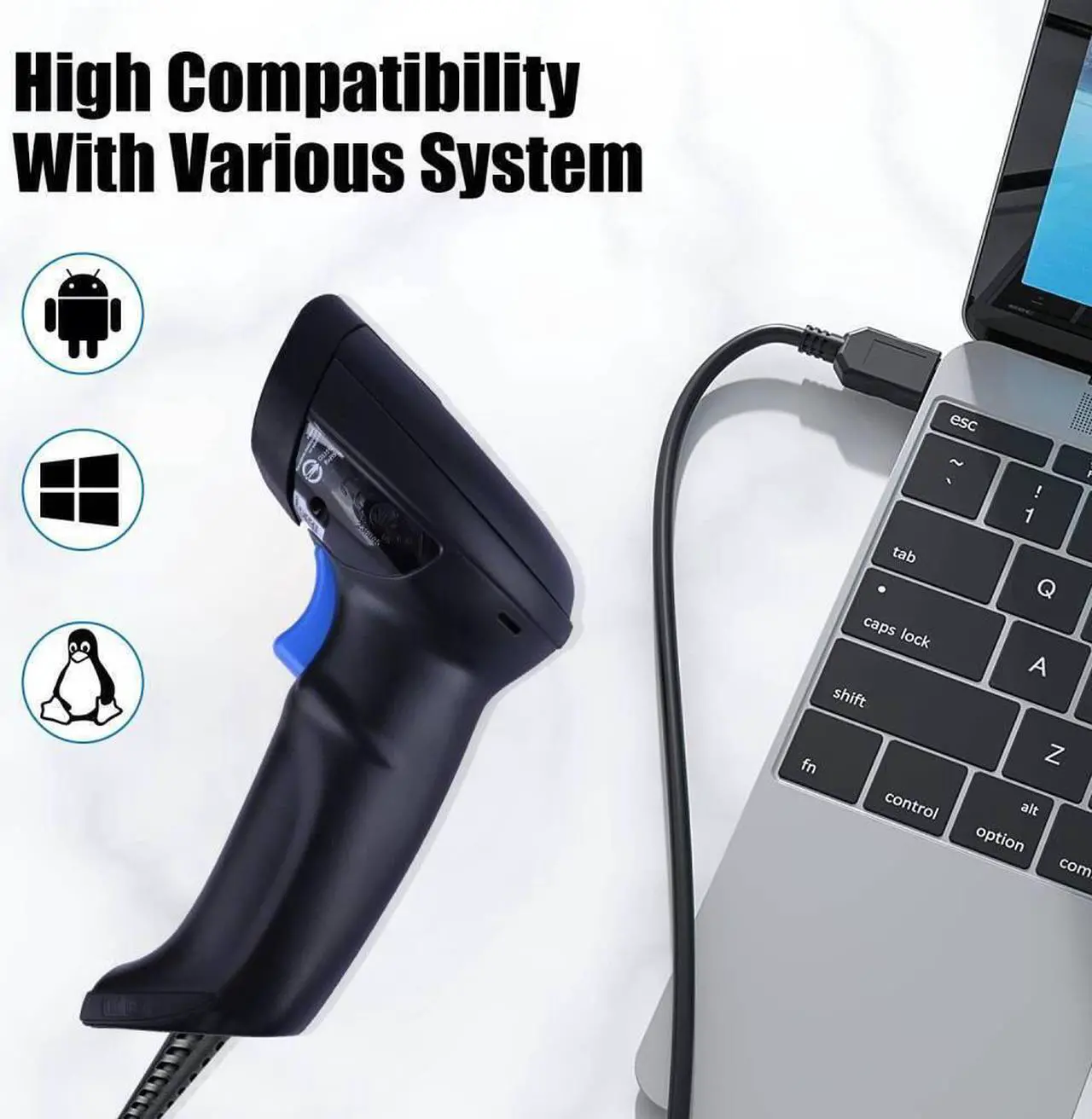 Alt view image 4 of 6 - Datalogic QuickScan QD2500 Series 2D Barcode Scanner with USB Cable QD2590-BKK1