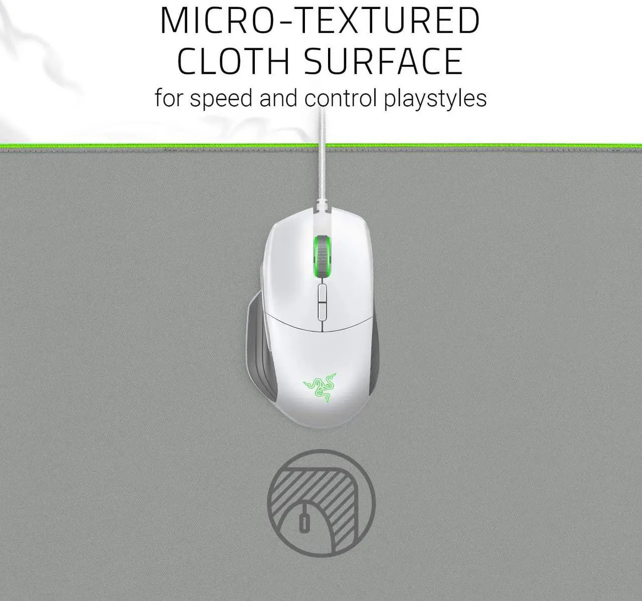 Alt view image 4 of 5 - Razer Goliathus Extended Chroma Gaming Mouse Pad: Customizable Chroma RGB Lighting - Soft, Cloth Material - Balanced Control & Speed - Non-Slip Rubber Base - Mercury White