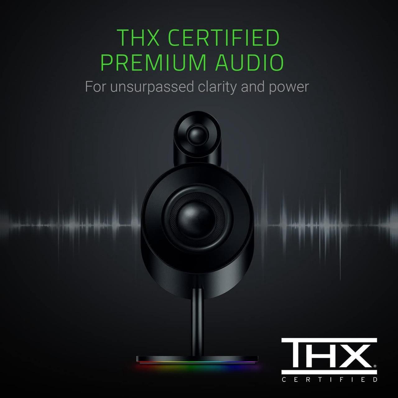 Alt view image 4 of 7 - Razer Nommo Pro: THX Certified Premium Audio - Dolby Virtual Surround Sound - LED Illuminated Control Pod - Downward Firing Subwoofer - Powered by Razer Chroma - PC Gaming Speakers