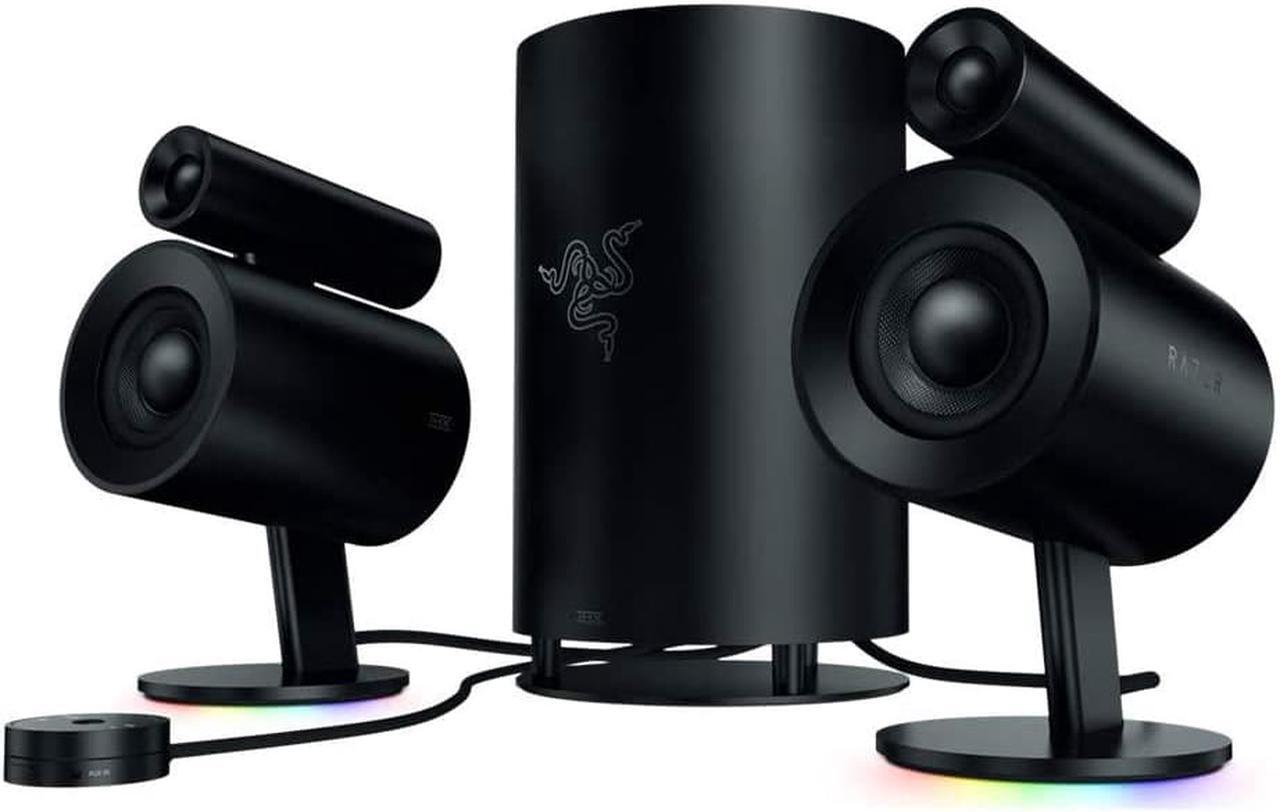 Main image of Razer Nommo Pro: THX Certified Premium Audio - Dolby Virtual Surround Sound - LED Illuminated Control Pod - Downward Firing Subwoofer - Powered by Razer Chroma - PC Gaming Speakers