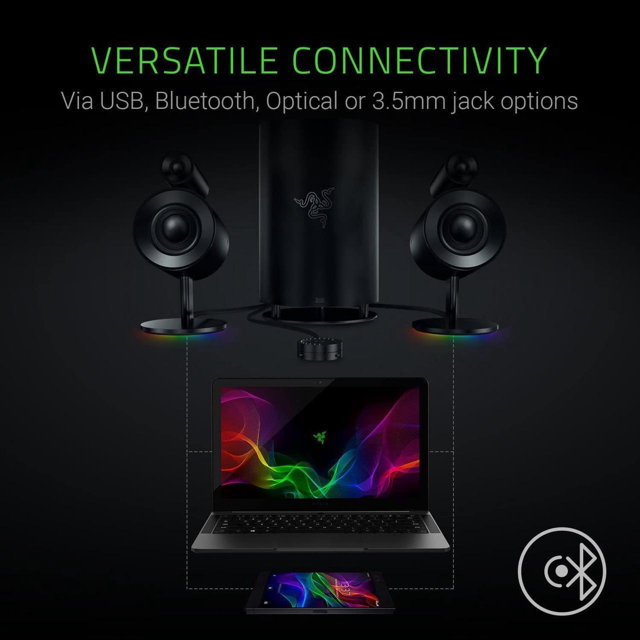 Alt view image 6 of 7 - Razer Nommo Pro: THX Certified Premium Audio - Dolby Virtual Surround Sound - LED Illuminated Control Pod - Downward Firing Subwoofer - Powered by Razer Chroma - PC Gaming Speakers