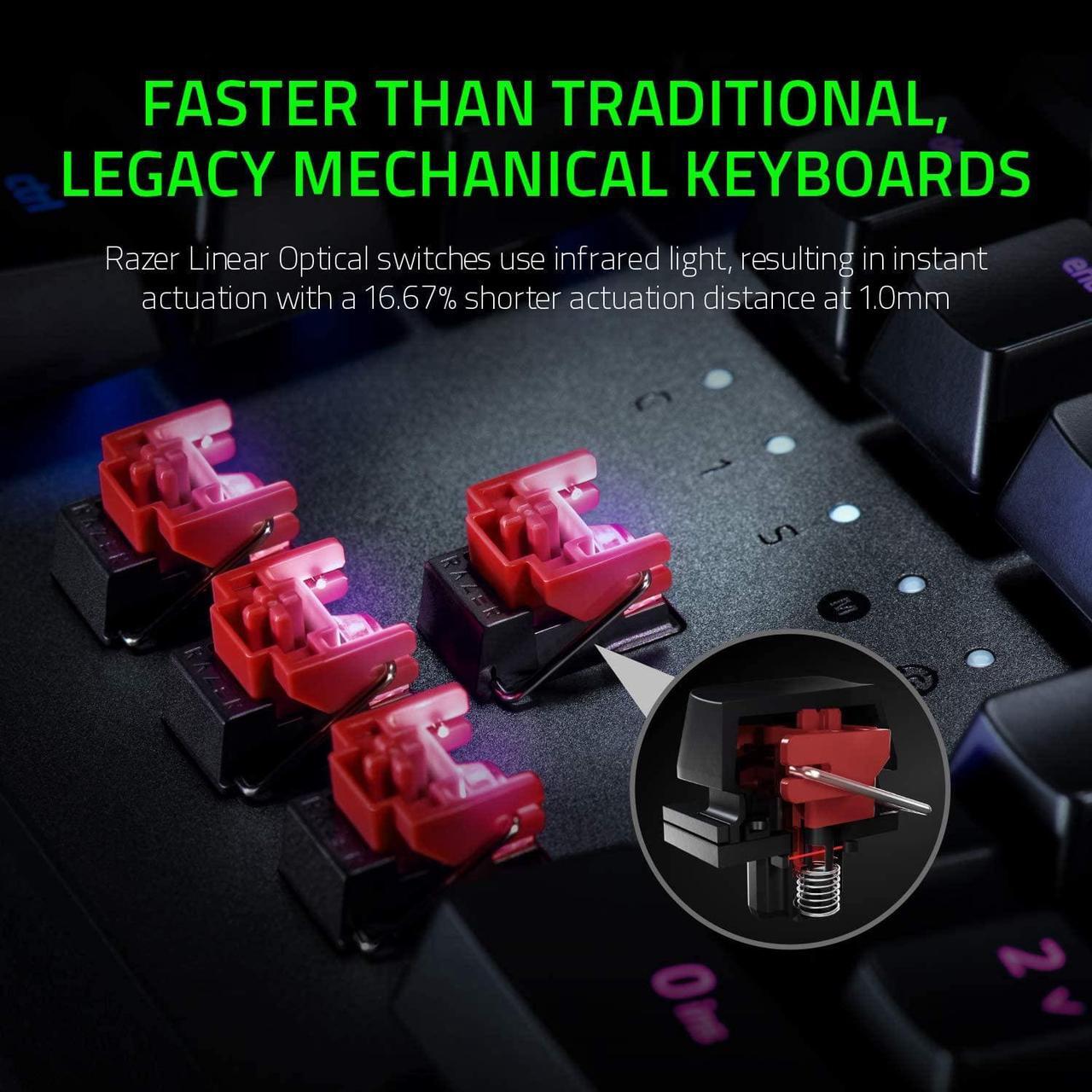 Alt view image 2 of 5 - Razer Huntsman Elite Gaming Keyboard: Fast Keyboard Switches - Linear Optical Switches - Chroma RGB Lighting - Magnetic Plush Wrist Rest - Dedicated Media Keys & Dial
