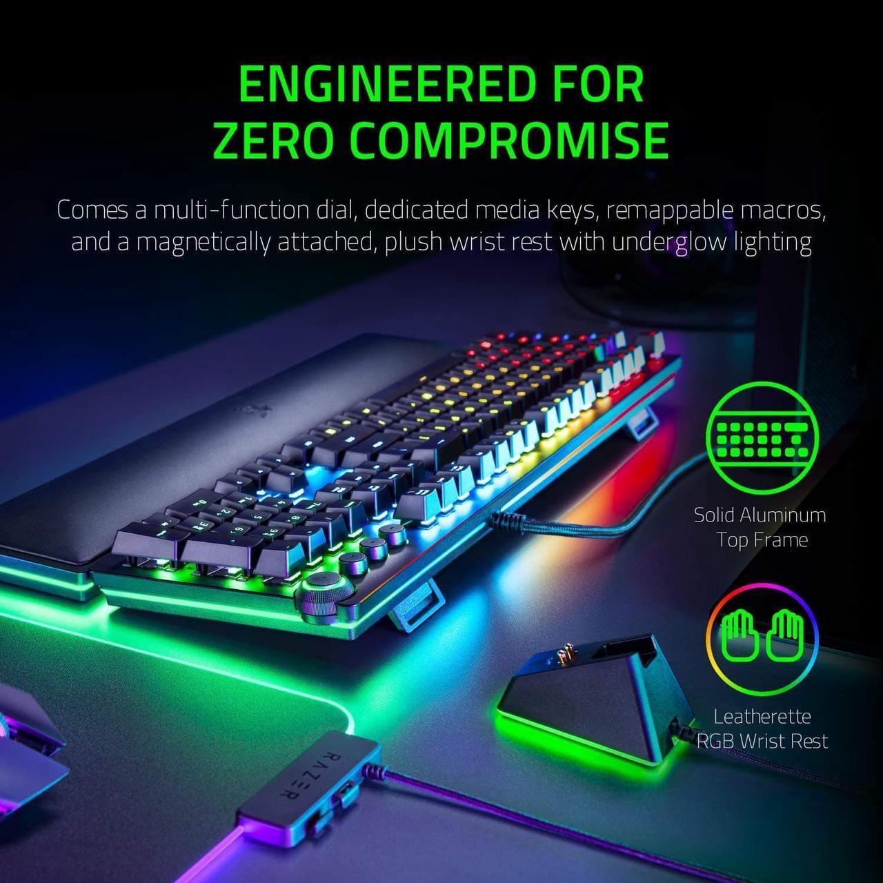 Alt view image 5 of 5 - Razer Huntsman Elite Gaming Keyboard: Fast Keyboard Switches - Linear Optical Switches - Chroma RGB Lighting - Magnetic Plush Wrist Rest - Dedicated Media Keys & Dial