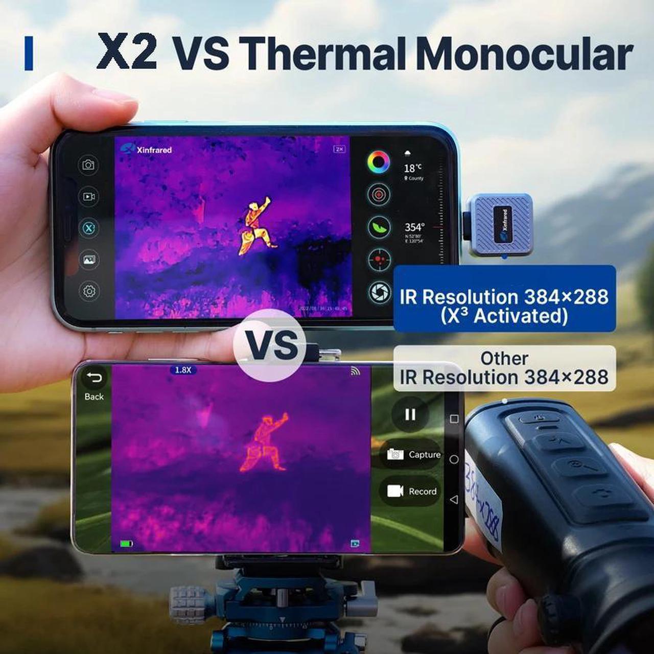 Alt view image 3 of 6 - InfiRay X2 Thermal Imaging for Hunting Rescue Hiking Camping with Handle and Laser for iOS