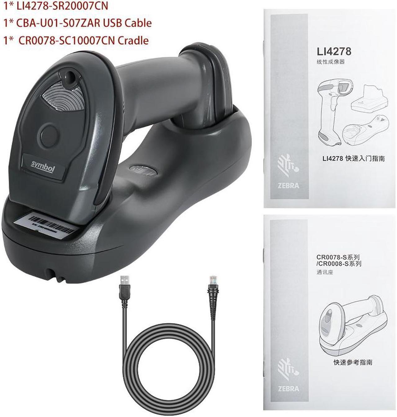 Barcode Scanner LI4278-TRBU0100ZAC 1D Wireless Handheld Code Reader with Cradle and USB Cable