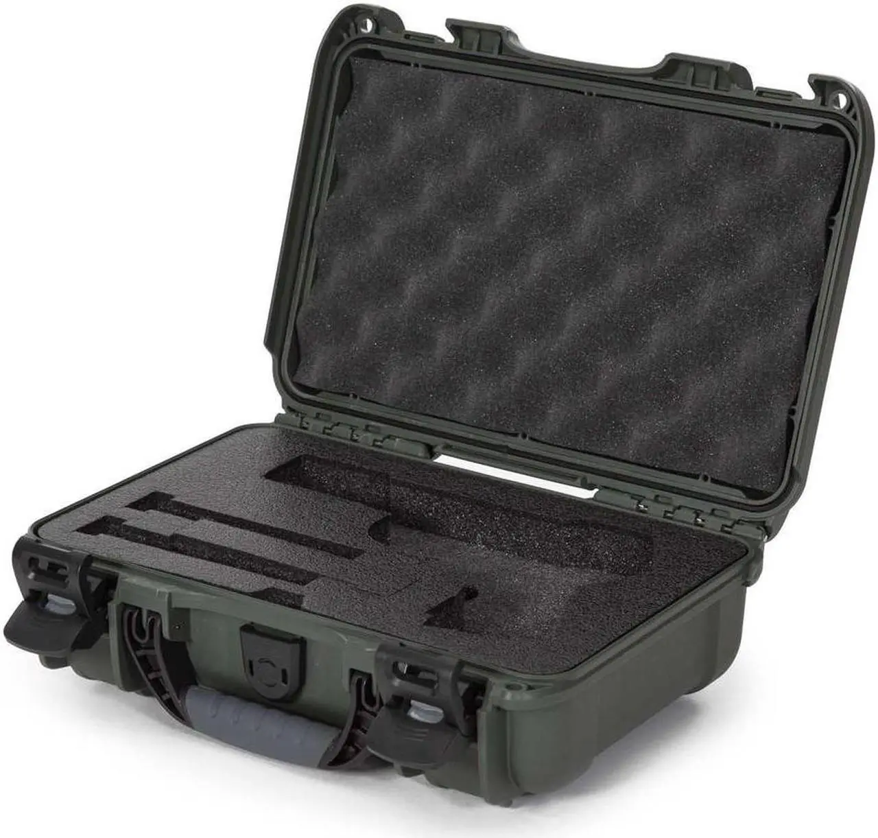 Main image of Nanuk 909 Waterproof TSA Safe case for Glock, 1911, SIG, Ruger, and MORE Nanuk 909 Case - Precut Pistol Foam Olive Drab