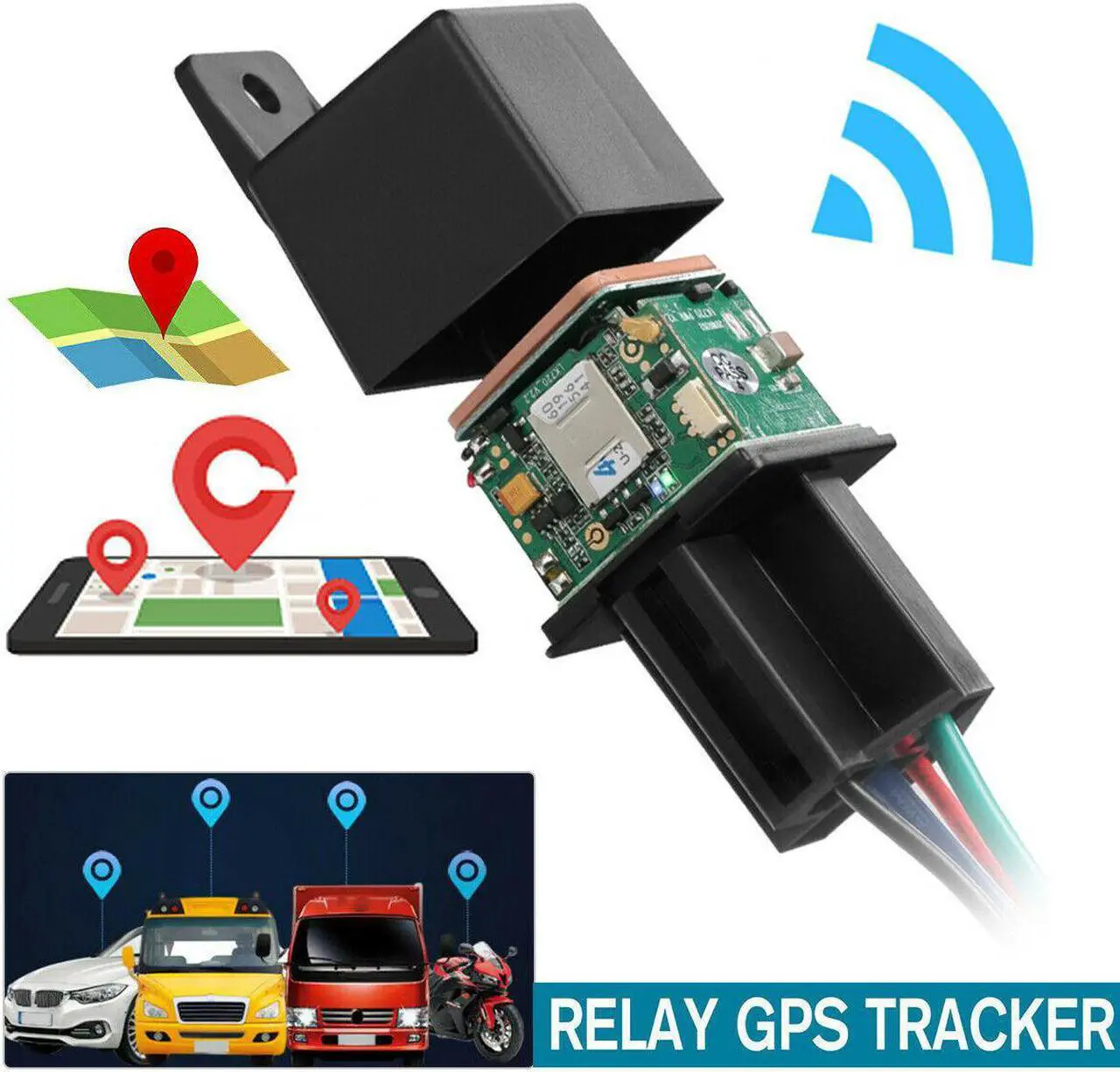Main image of Hidden Car Tracking Relay GPS Tracker Anti-theft Phone APP Text Kill Fuel Pump 1