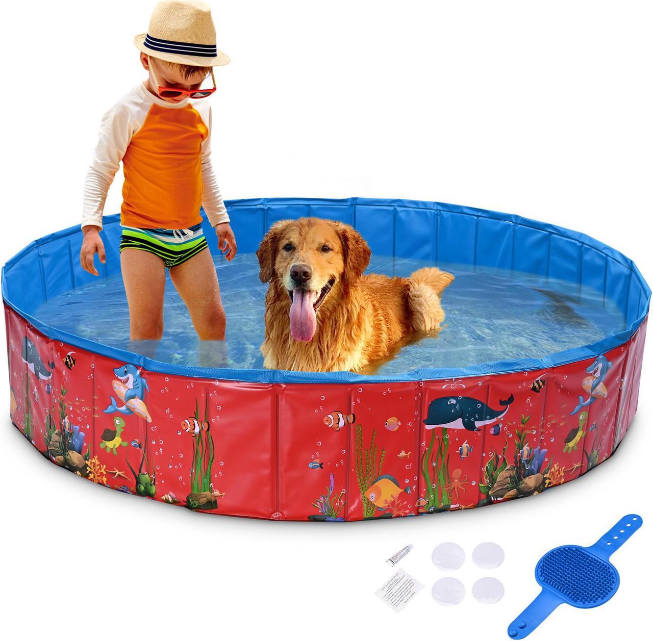 Yescom Foldable Pet Swimming Pool Anti-slip PVC Portable Bath Tub for Dog Cat Outdoor