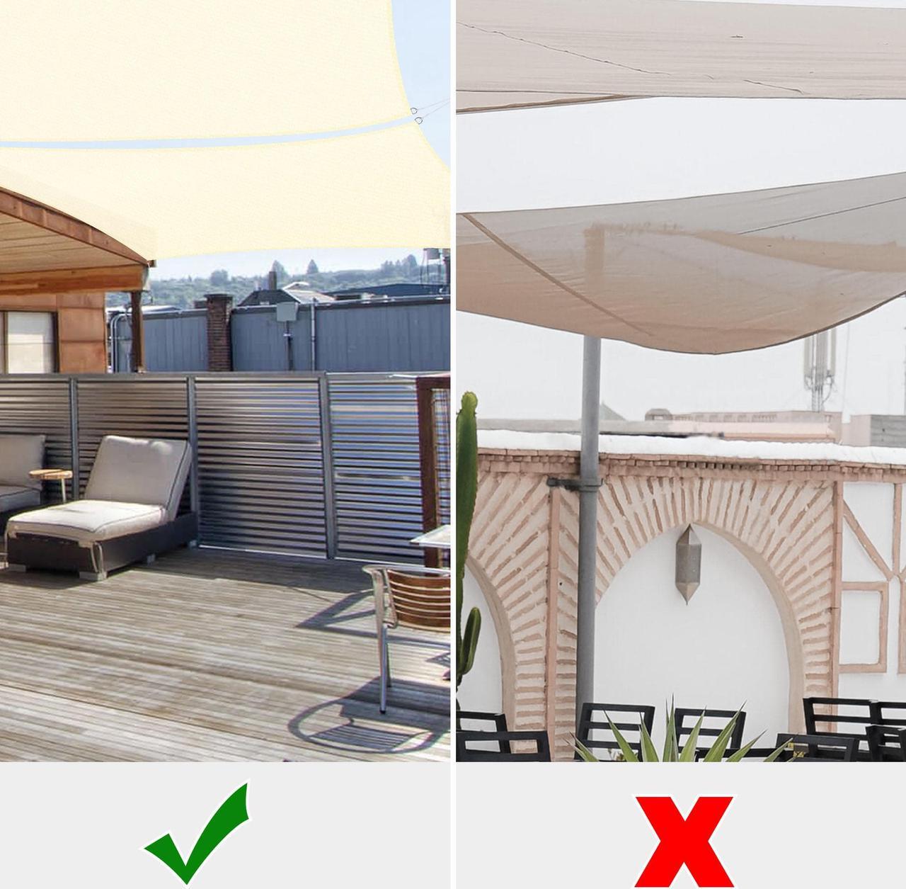 Alt view image 7 of 7 - Yescom 2 Pack 10x10 Ft 97% UV Block Square Sun Shade Sail HDPE Canopy Cover Net Pool