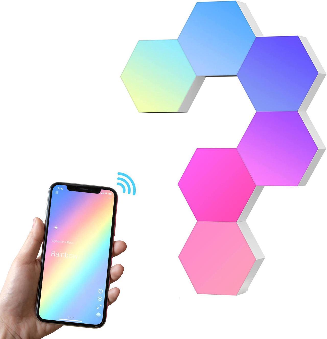 Yescom 6 Pack WiFi Smart LED Light Accessory Hexagon Lamp Voice Control DIY Home Gifts