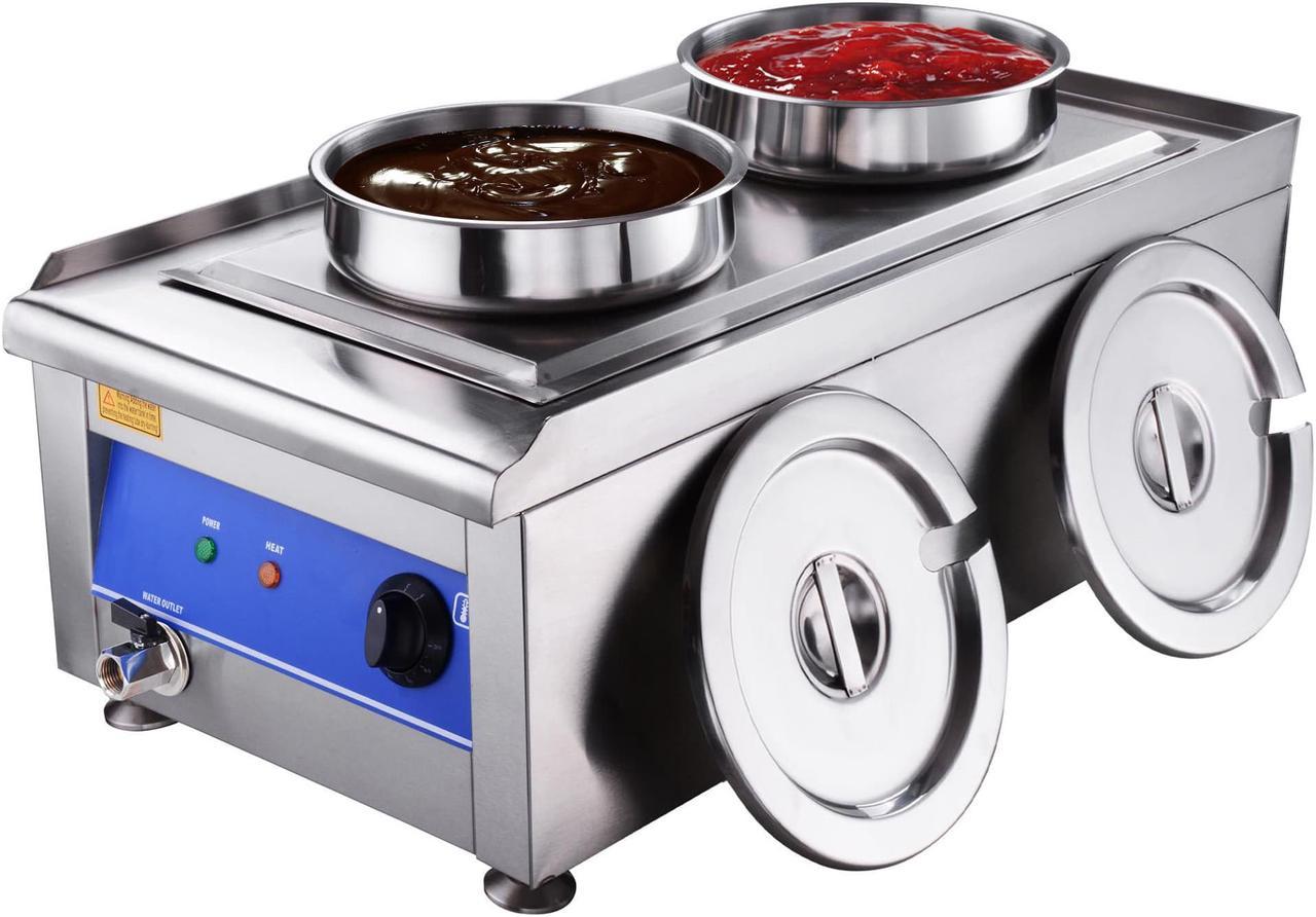 1200W Dual Pots Countertop Food Warmer Stainless Steel Commercial Bain Marie