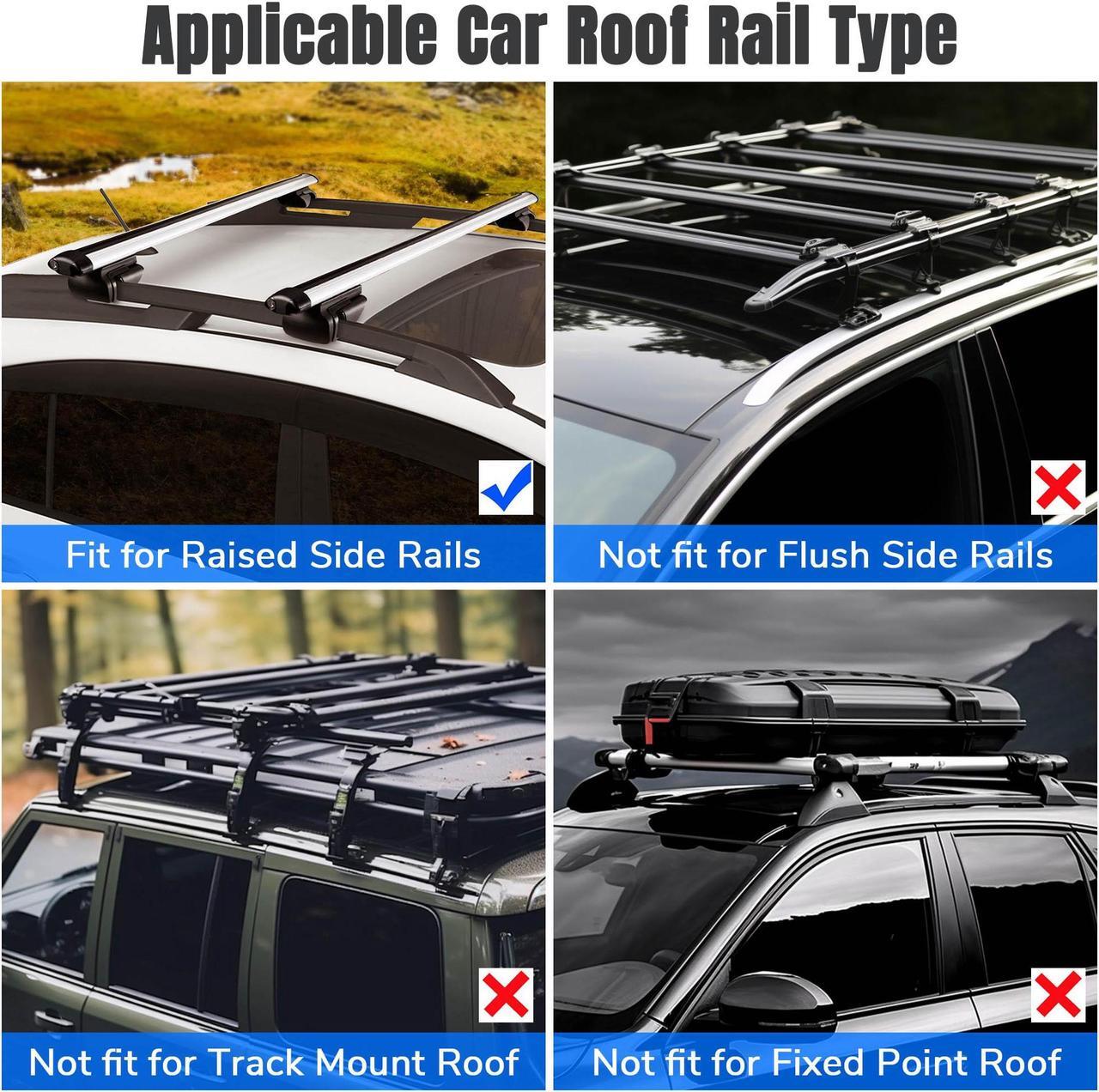 Alt view image 2 of 7 - Universal 48" Car Top Luggage Cross Bar Roof Rack Roof Top Cargo Carrier SUV Aluminum Pair