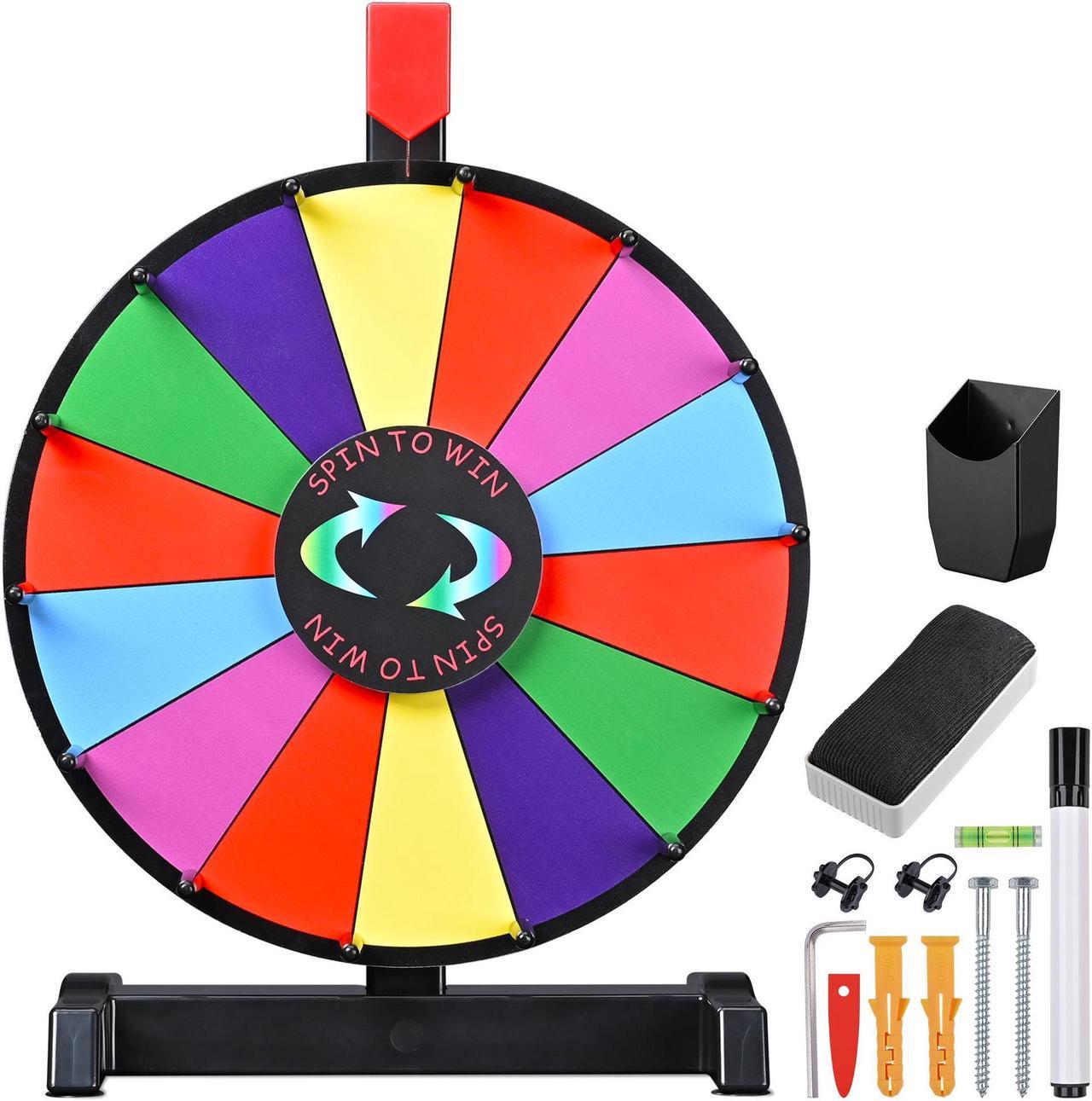 WinSpin 12" Editable Color Prize Wheel Wall Mounted Tabletop 14 Slots Tradeshow