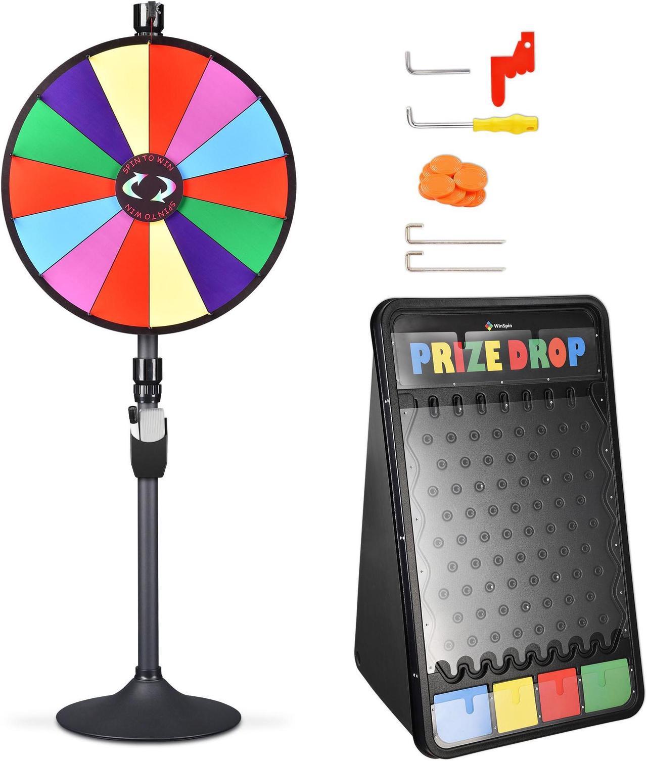 WinSpin 24" Dual Use 14 Slots Prize Wheel 41x25" Prize Drop Game Board Party