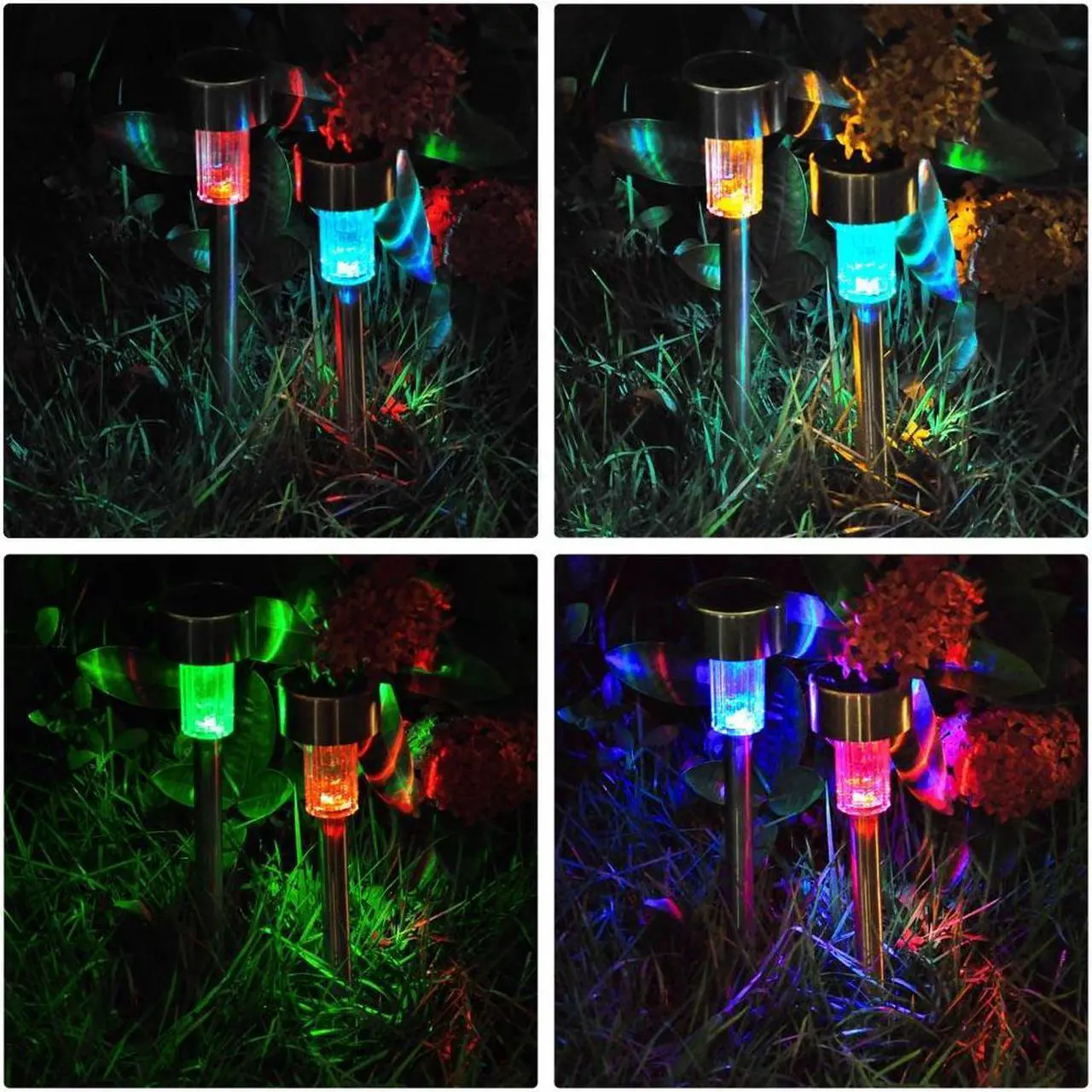 Alt view image 6 of 7 - 24pc Color Changing Stainless Steel Solar Powered LED Light Pathway Landscape