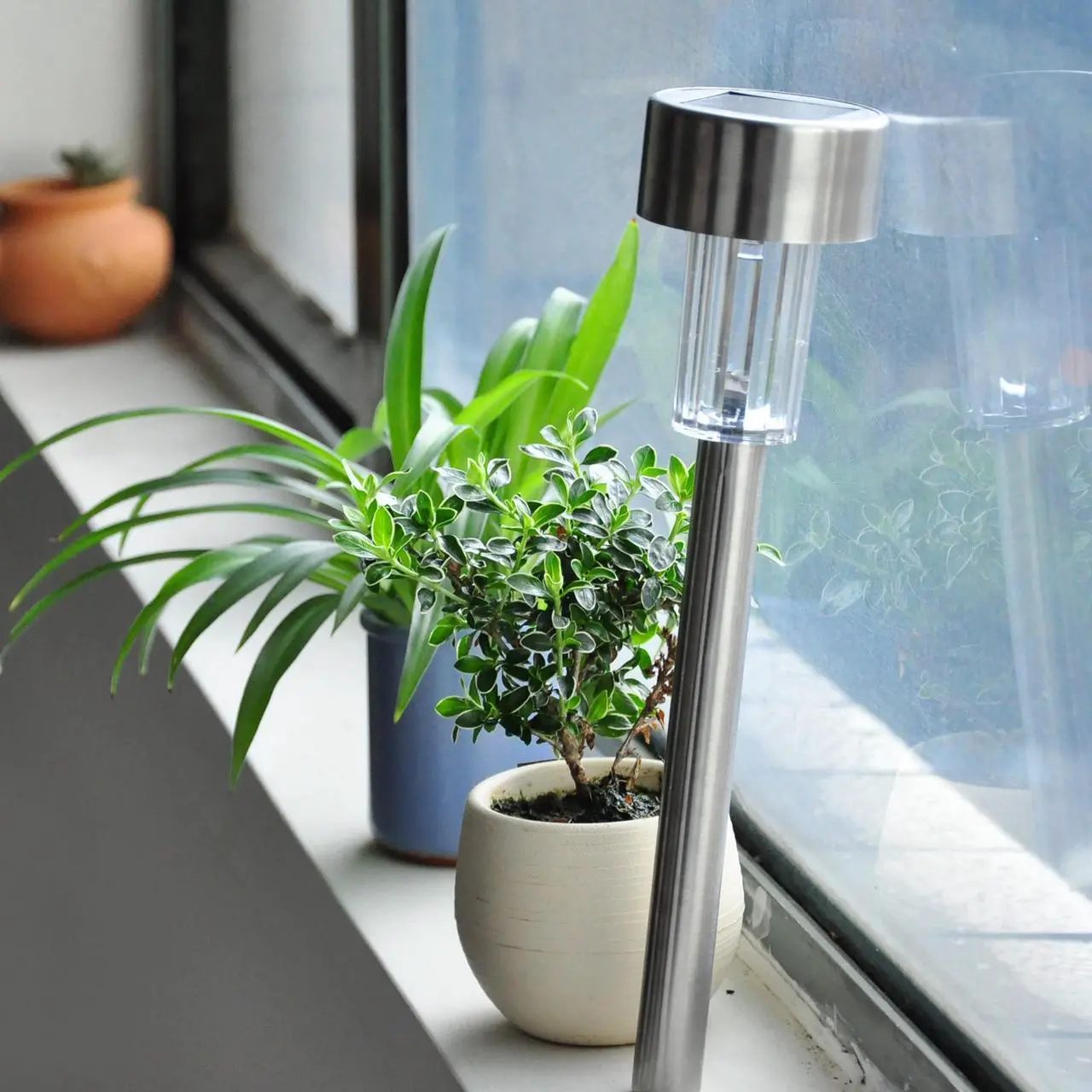 Alt view image 5 of 7 - 24pc Color Changing Stainless Steel Solar Powered LED Light Pathway Landscape