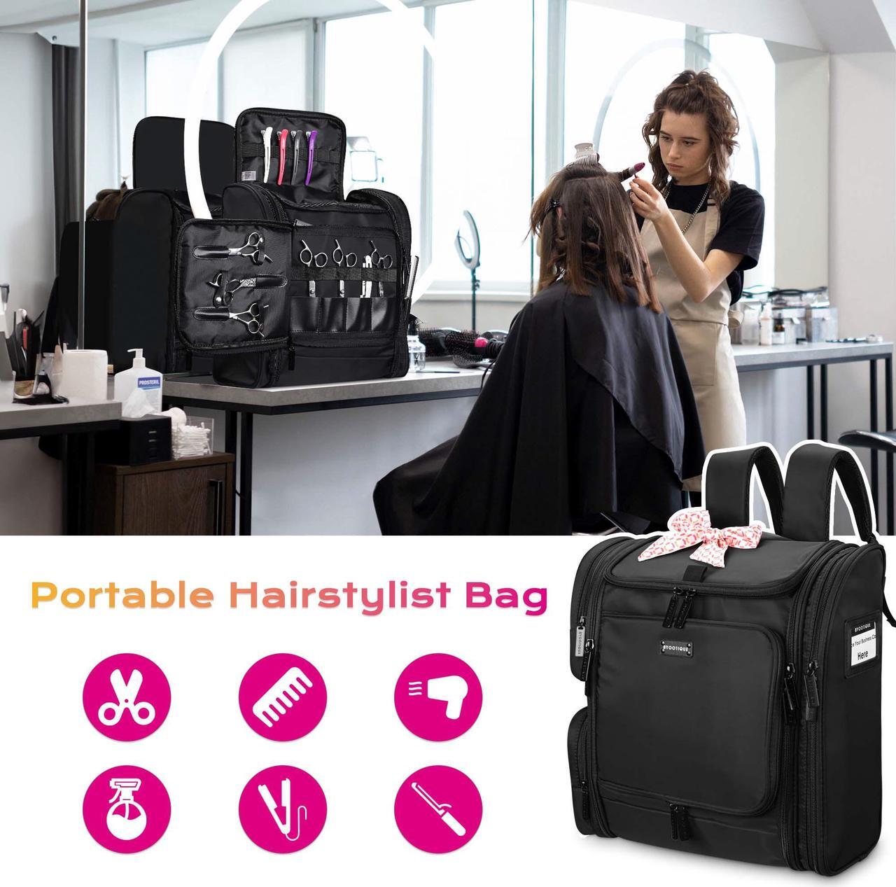 Alt view image 4 of 7 - Byootique Hair Tools Travel Bag Barber Soft Sided Backpack Large Capacity Hairstylist Supplies Storage Bag Salon Barber Shop Cosmetology