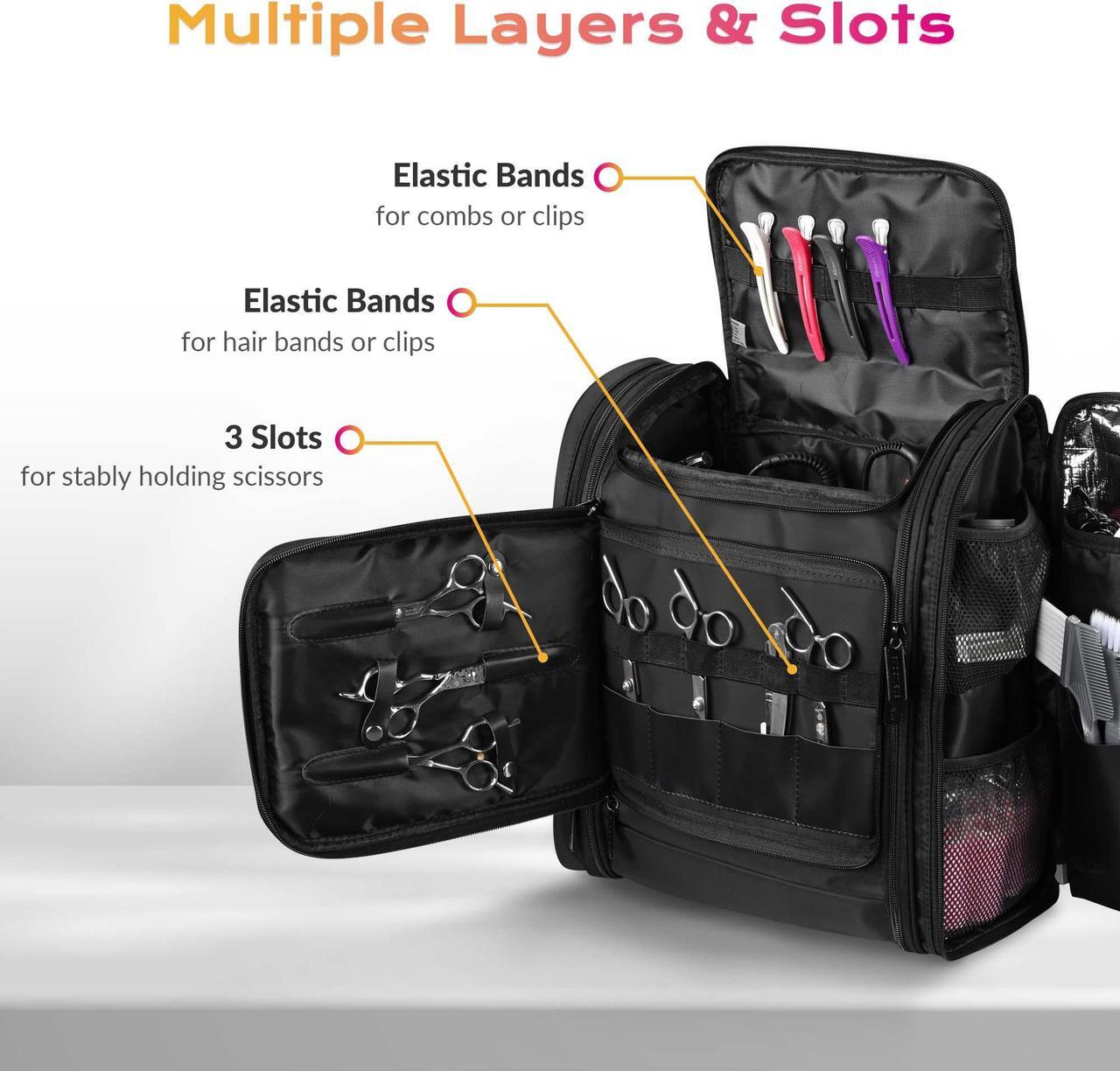 Alt view image 5 of 7 - Byootique Hair Tools Travel Bag Barber Soft Sided Backpack Large Capacity Hairstylist Supplies Storage Bag Salon Barber Shop Cosmetology