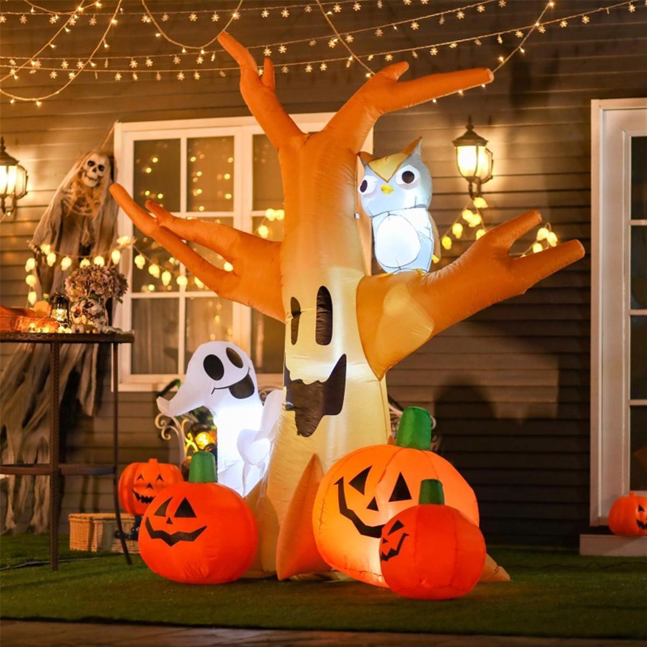 Yescom 7.5 FT Halloween Inflatables Outdoor Yard Decoration,Blowup Scary LED Tree,Ghost,Owl,Pumpkin 2024