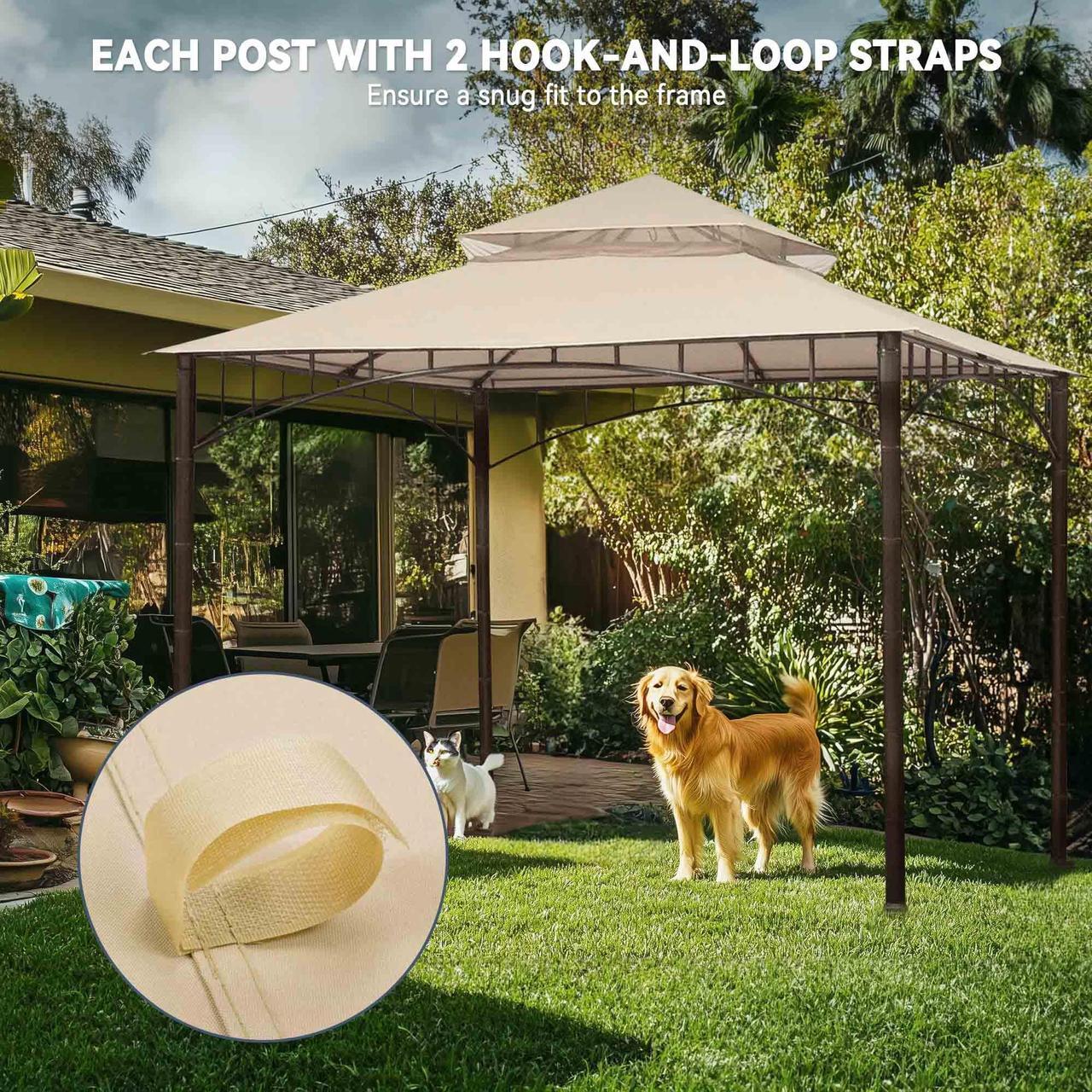Alt view image 3 of 7 - Yescom 10.6'x10.6' Gazebo Top Replacement Fit for Brand_Model Target Madaga/L-GZ136PST2 Tier Patio Garden Light Beige