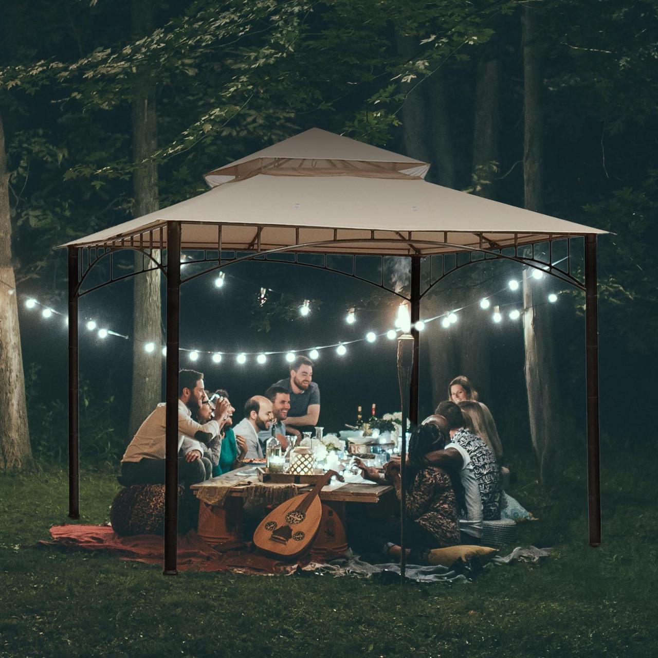Alt view image 7 of 7 - Yescom 10.6'x10.6' Gazebo Top Replacement Fit for Brand_Model Target Madaga/L-GZ136PST2 Tier Patio Garden Light Beige