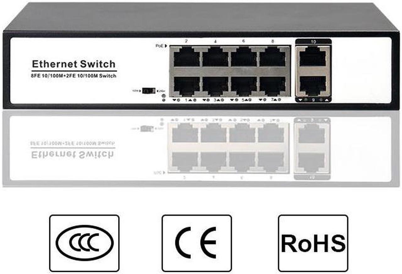 10 Ports POE Switch 100M 8+2 POE Monitoring Switch Dedicated for Security Monitoring