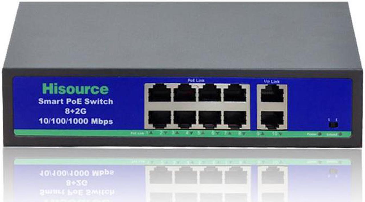 8+2 Ports PoE Switch Gigabit VLAN 1000Mbps