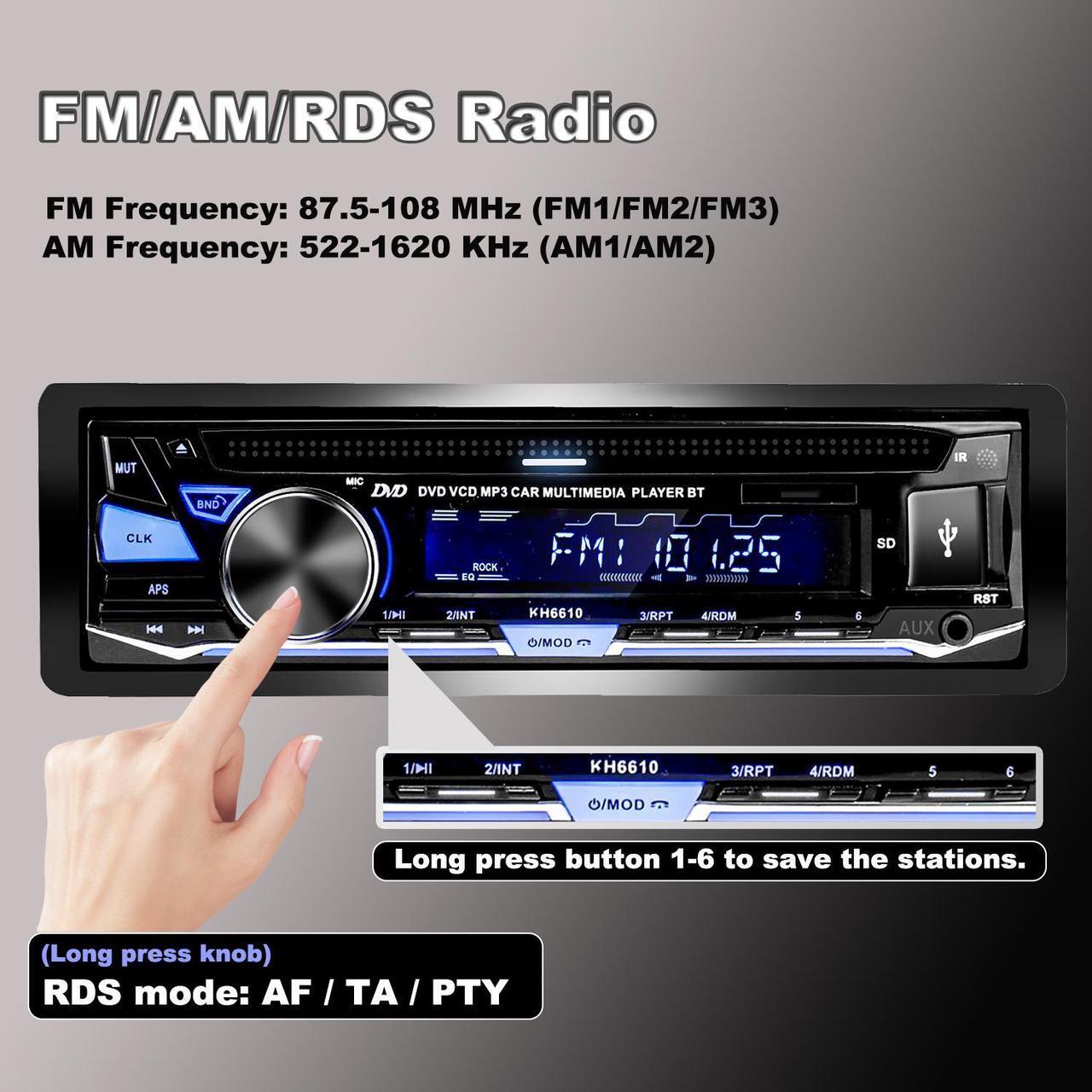 Alt view image 5 of 7 - Alondy Single DIN Car Stereo with CD DVD Player, Bluetooth USB, 1 DIN Radio AM/FM, SD AUX RCA Audio Receiver