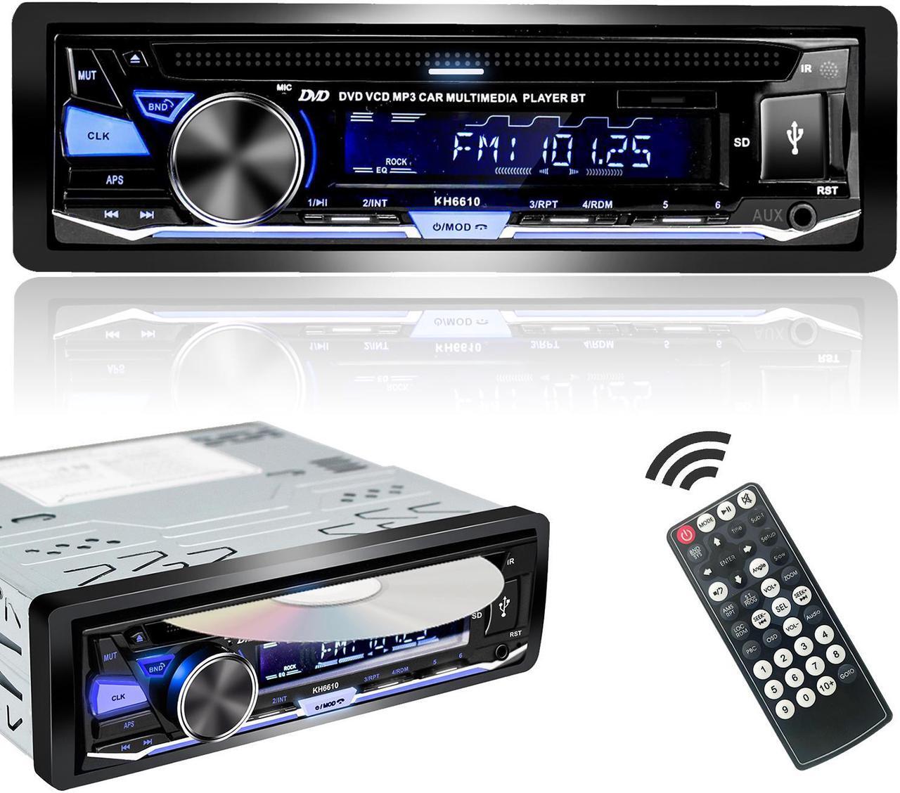 Main image of Alondy Single DIN Car Stereo with CD DVD Player, Bluetooth USB, 1 DIN Radio AM/FM, SD AUX RCA Audio Receiver