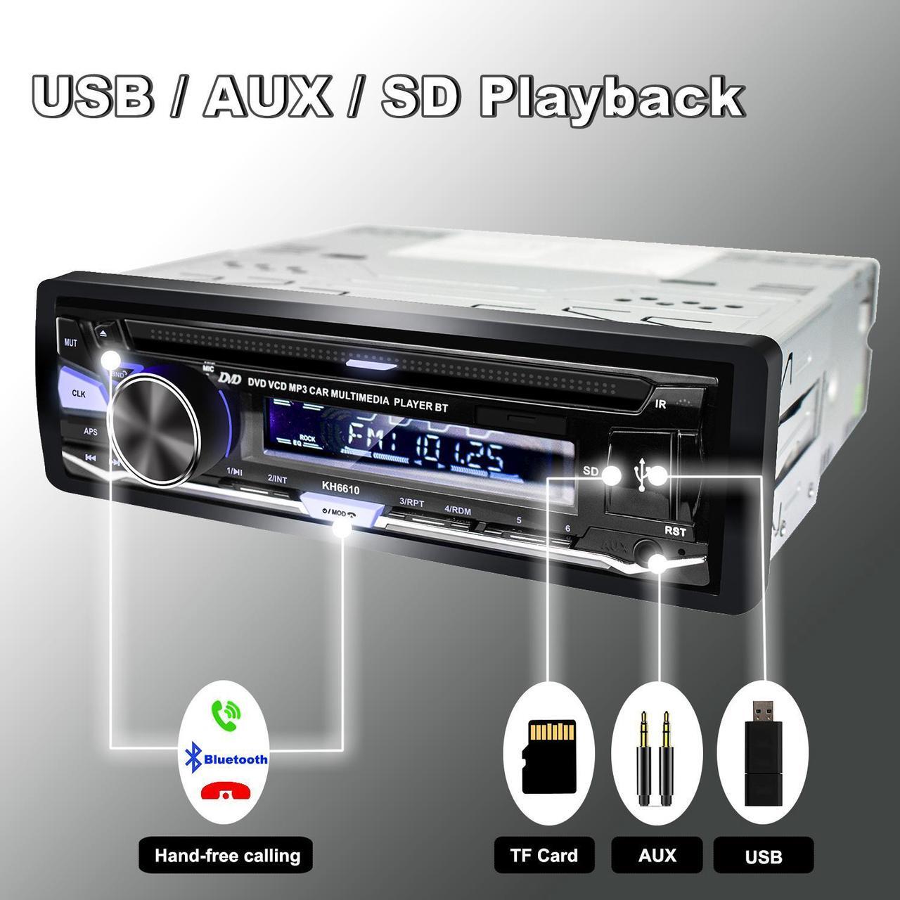 Alt view image 6 of 7 - Alondy Single DIN Car Stereo with CD DVD Player, Bluetooth USB, 1 DIN Radio AM/FM, SD AUX RCA Audio Receiver