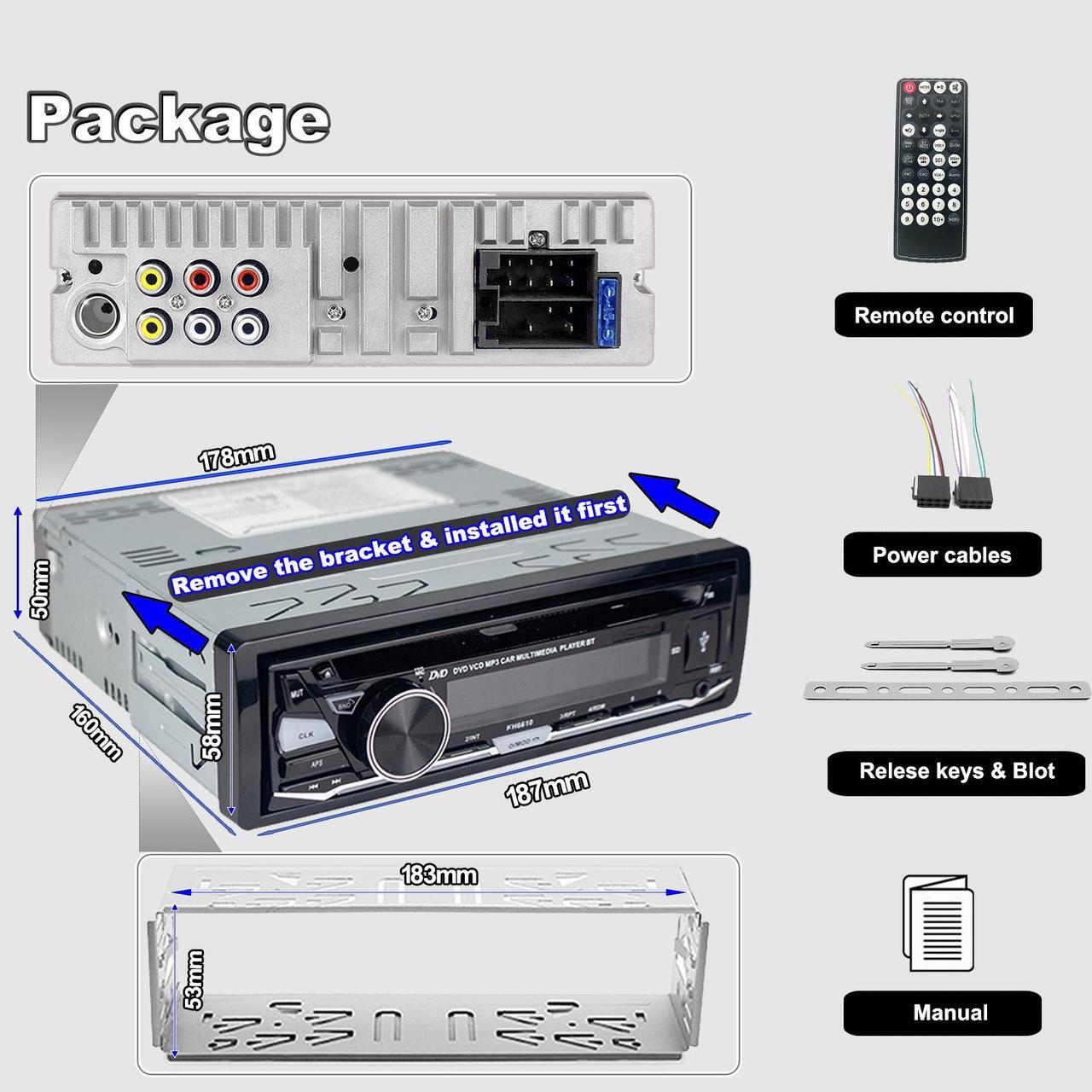 Alt view image 7 of 7 - Alondy Single DIN Car Stereo with CD DVD Player, Bluetooth USB, 1 DIN Radio AM/FM, SD AUX RCA Audio Receiver