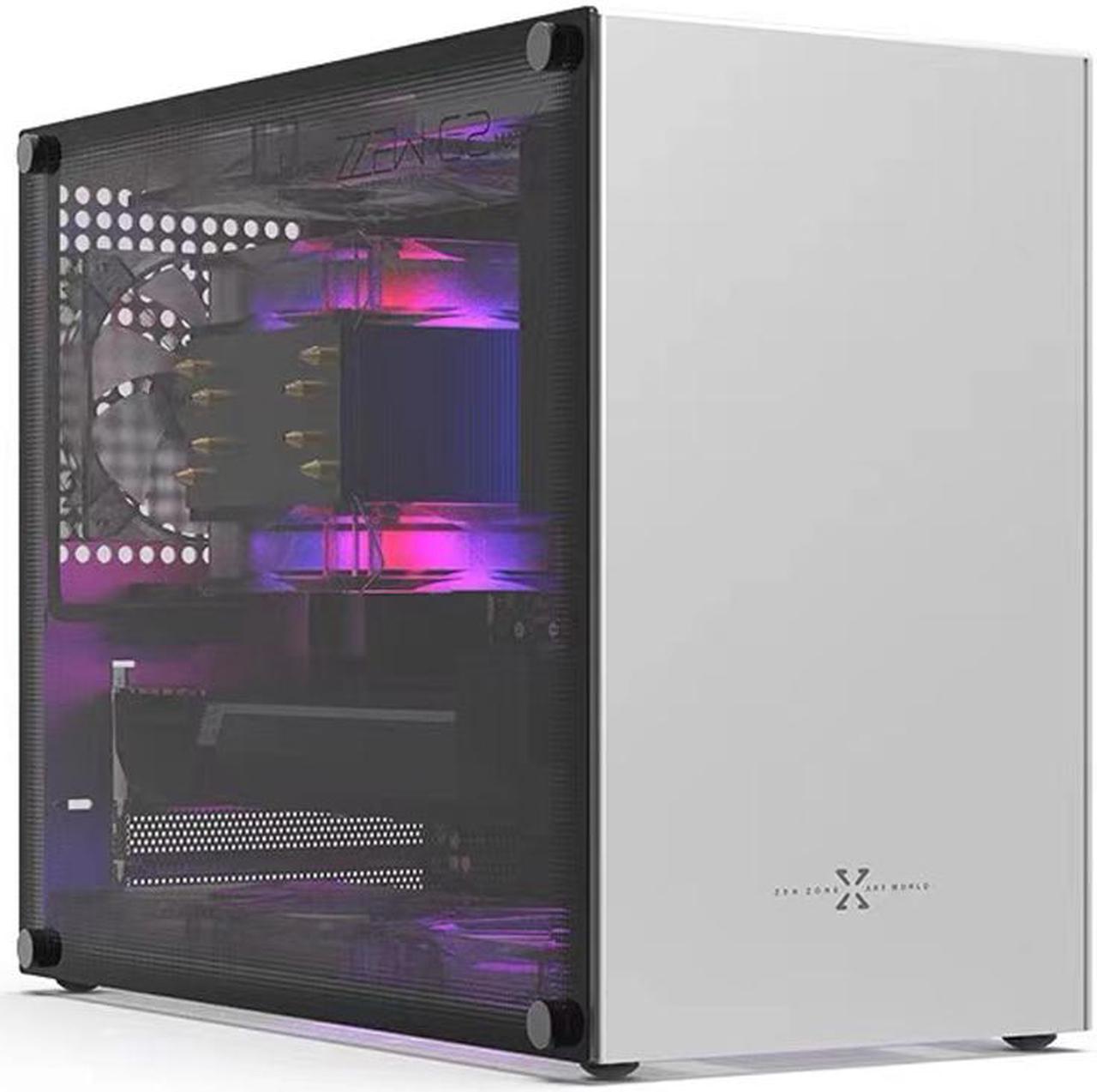 ZZAW C2 Aluminum Alloy Computer Case Support MATX Motherboard ATX SFX Power Supply Desktop PC Mini Micro Slim Portable 2021 Mid Tower Small Chassis with Tempered Glass for Gaming and Home Use