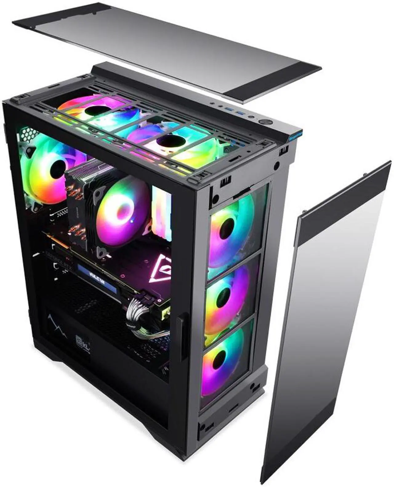 Alt view image 5 of 6 - IPASON - Gaming Desktop - Ryzen5 5600X (6 Core up to 4.7GHz 7nm) - NVIDIA GeForce RTX3070 - 1TB SSD NVMe - 16GB 3200MHz - B550 - 750W Gold Power Supply - Windows 10 home - RGB Fans - Gaming PC